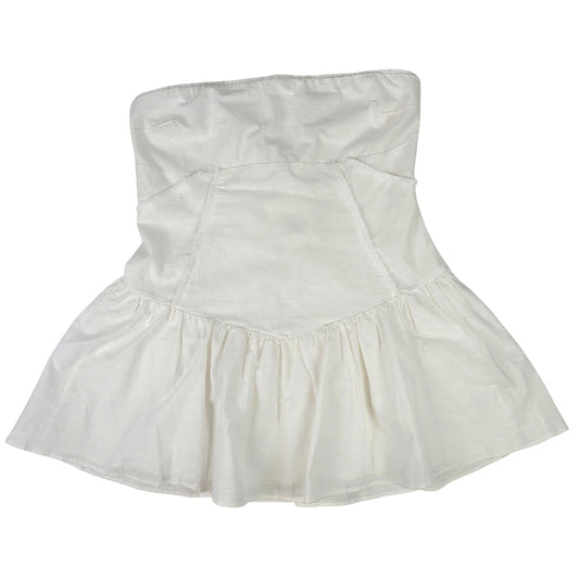 Peppermayo Larnie Linen Mini Dress Strapless Linen-Blend White Drop Waist Sz 14