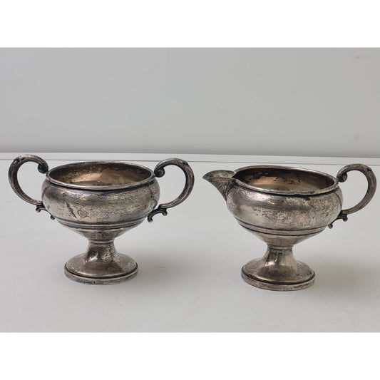 Vintage Sterling Silver Creamer and Sugar Bowl Set Trophy Style Design 200 grams