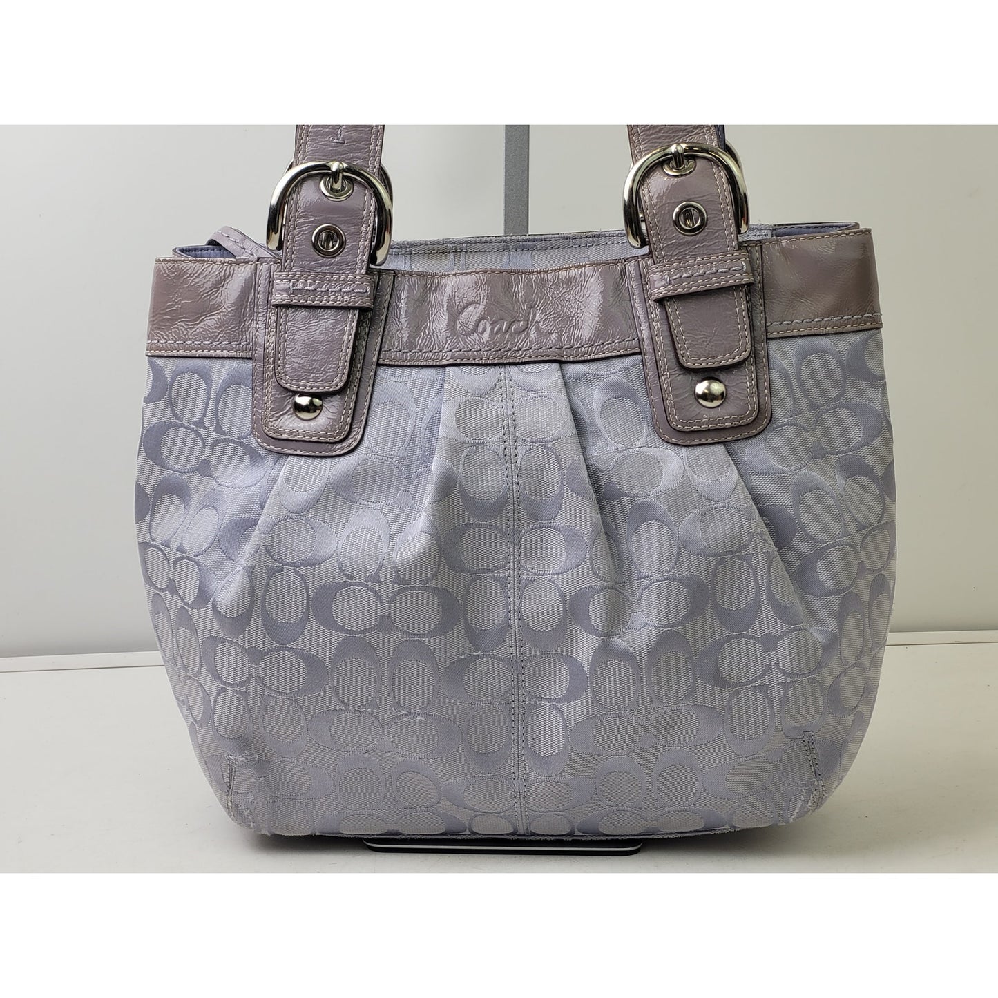 Y2K Lavender Coach Soho Pleated Signature C Canvas Shoulder Bag