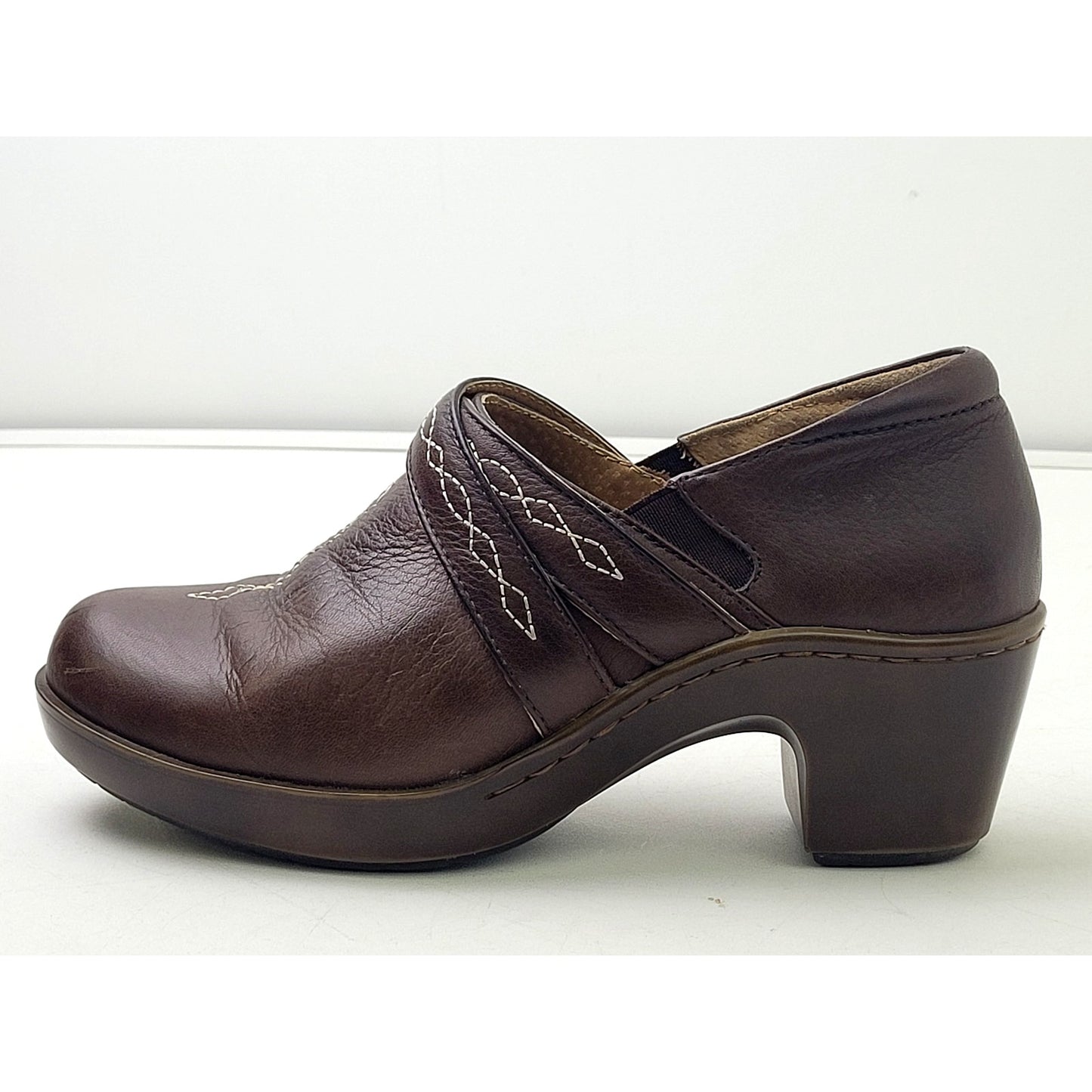 Ariat Ellie Brown Leather Slip On Comfort Clogs Women's Sz 7.5