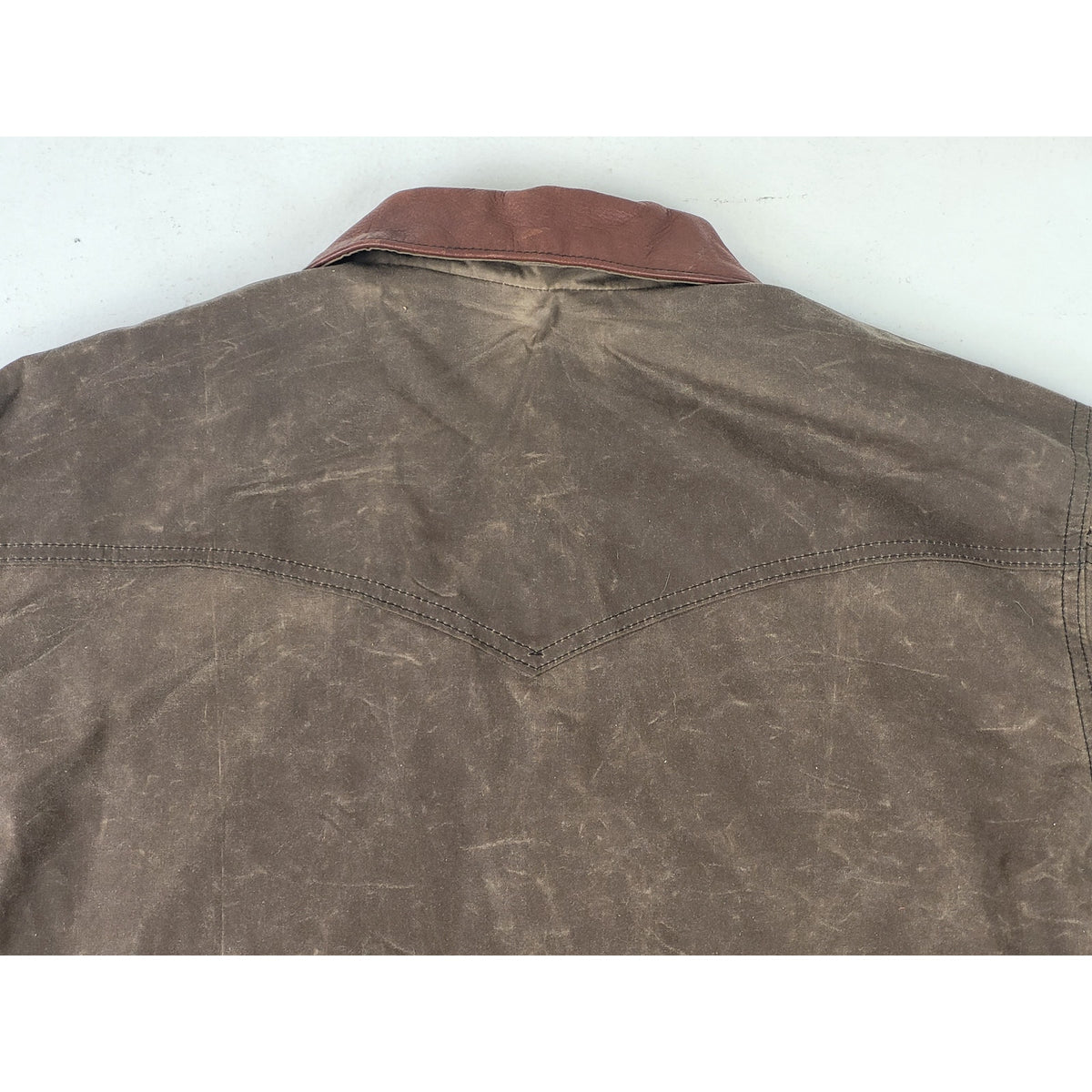 Schaefer Outfitter Western Jacket Brown Waxed Canvas Leather Collar Men's Sz S