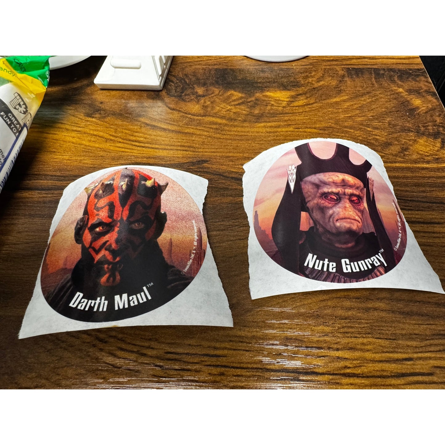 Lot of 1999 Star Wars Cups Yoda, Darth Maul, R2-D2 + Pez Dispenser & Stickers