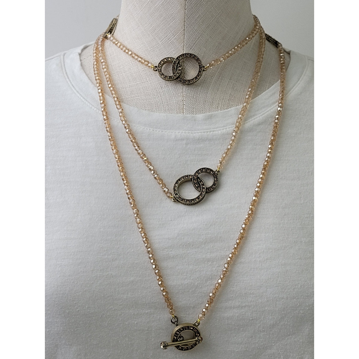 Heidi Daus The Long and Short of It Beaded Crystal Toggle Deco Necklace