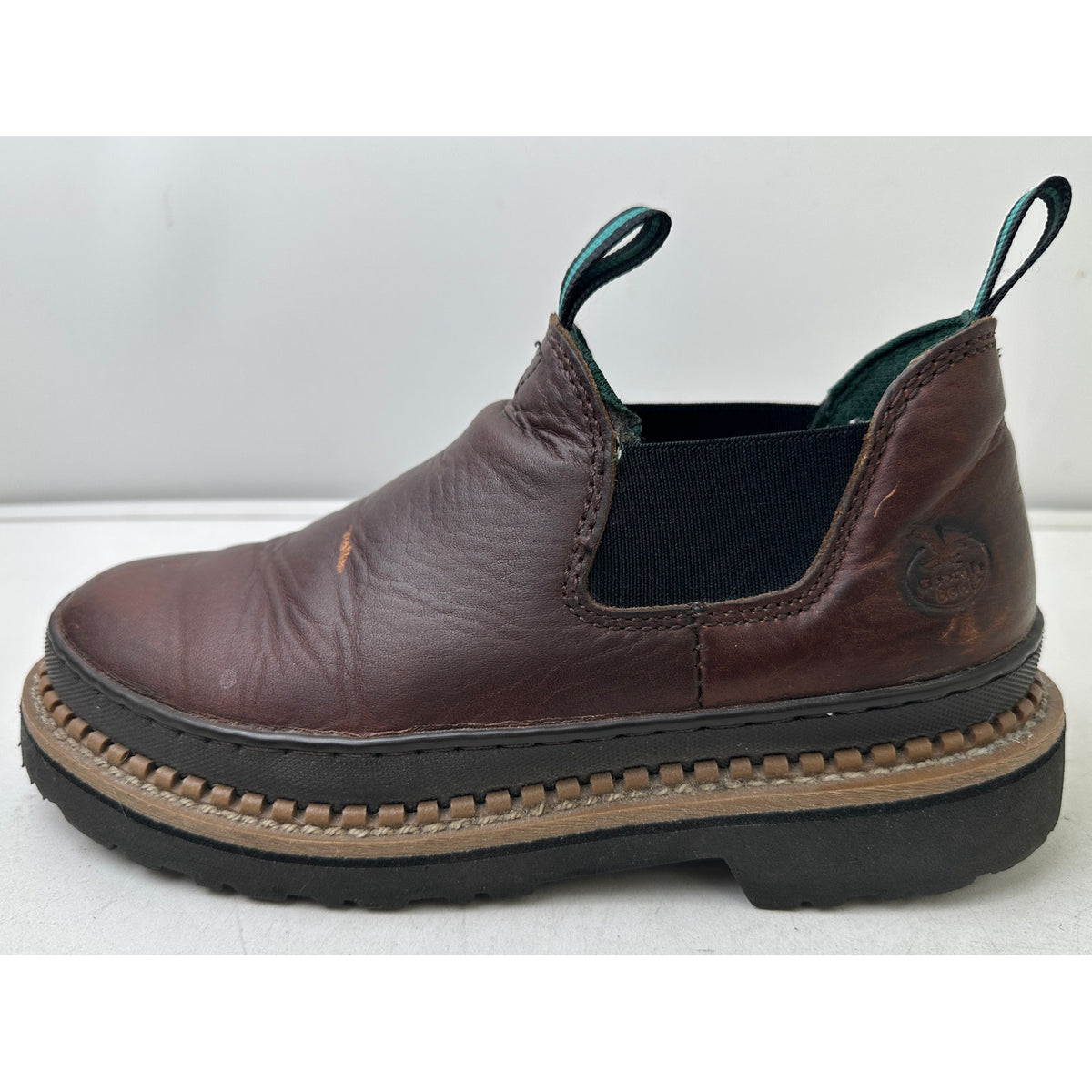 Georgia Boot Georgia Giant Romeo Leather Brown Slip-On Work Shoes Women's Sz 7.5
