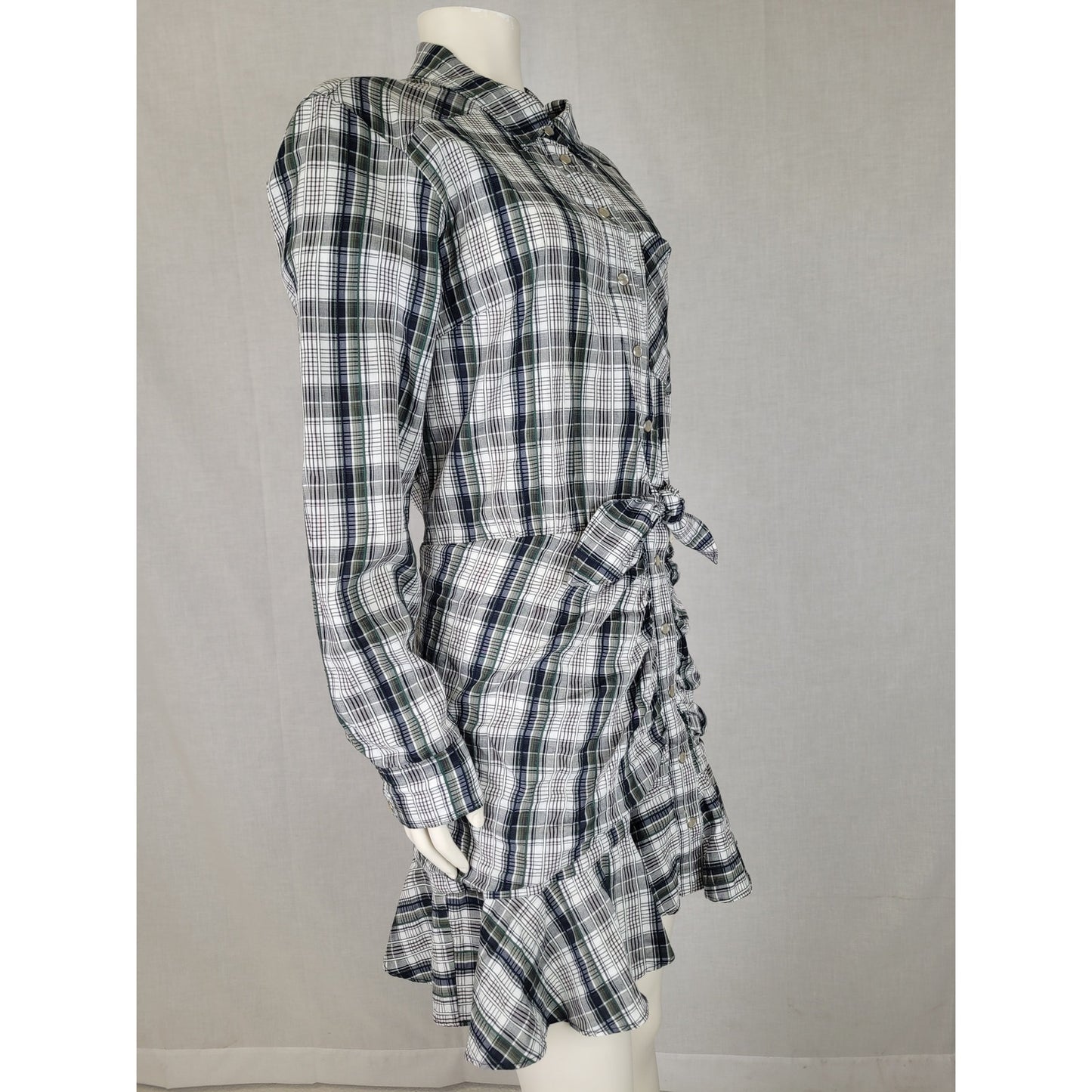 Veronica Beard Western Style Mini Dress Pearl Snap Buttons Plaid Women's Sz 6