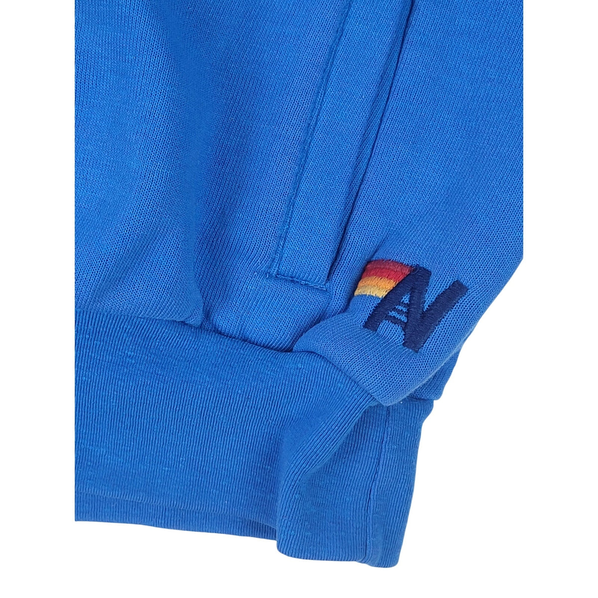 Aviator Nation Mountain Embroidery Half Zip Sweatshirt Ocean Blue Sz M