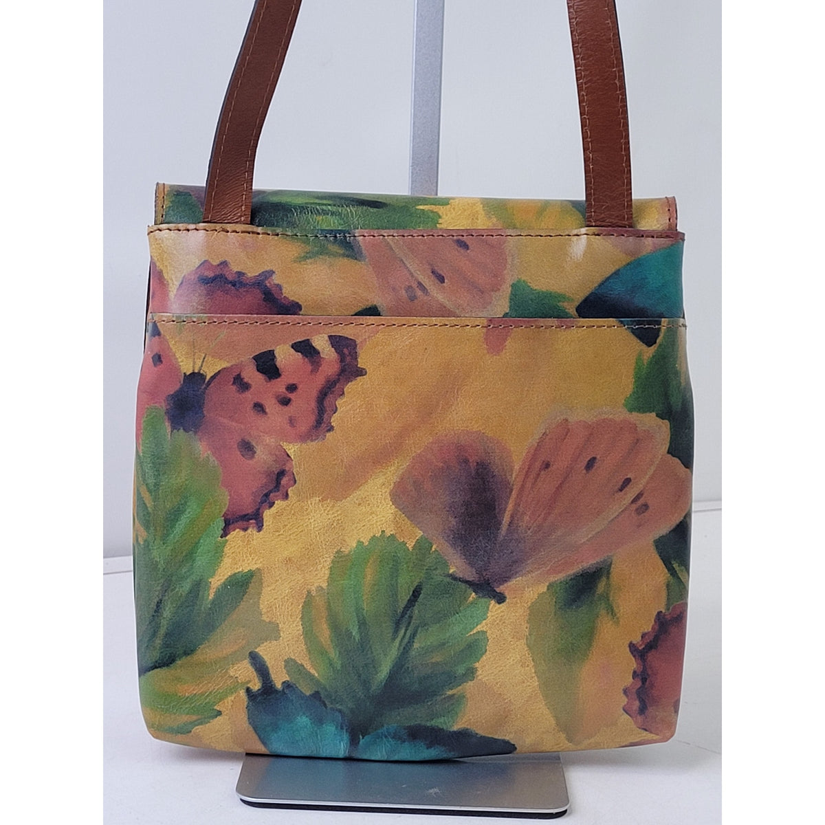 Patricia Nash Granada Leather Crossbody Bag Watercolor Butterfly EUC