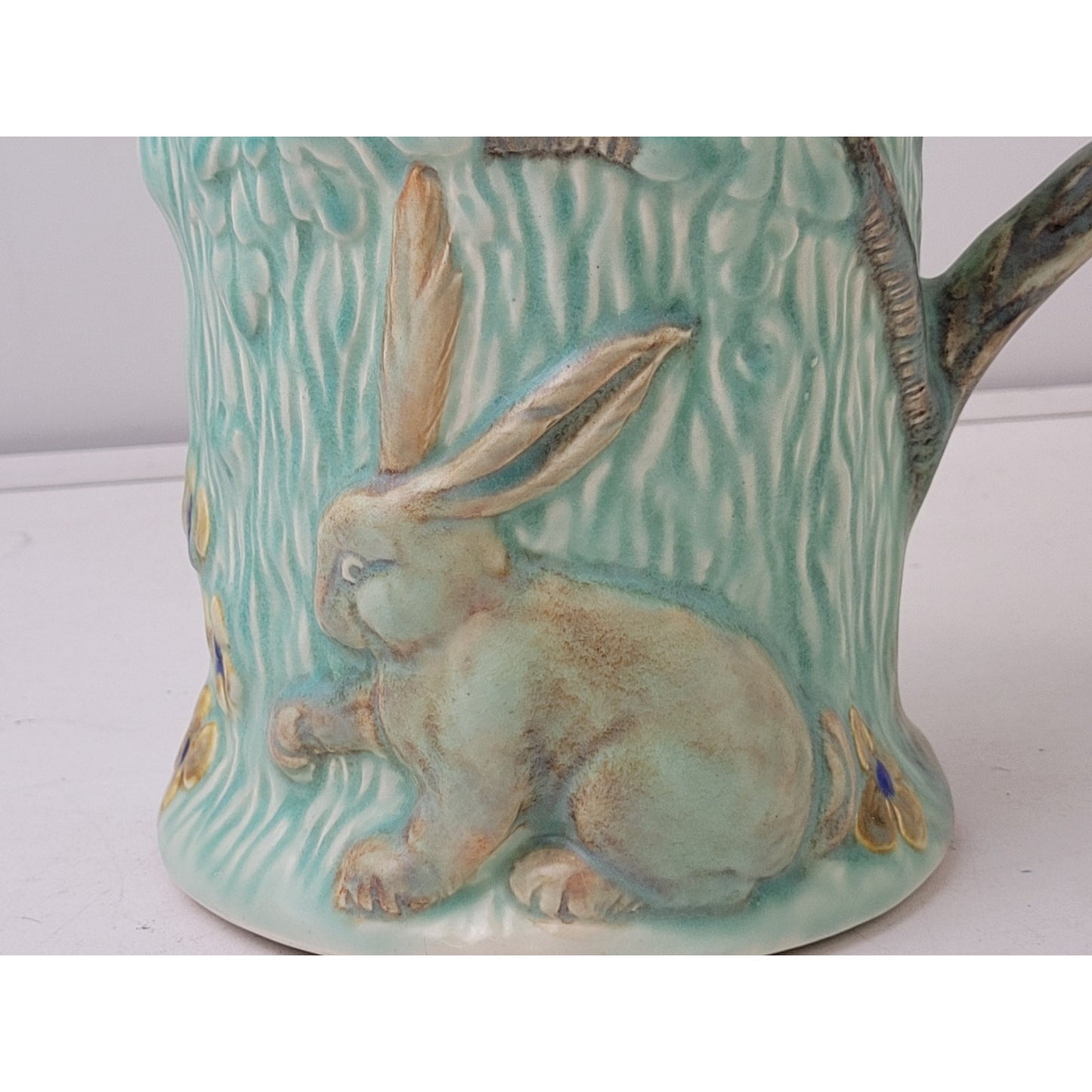 VTG 1940s Wade Heath "Woodland' Pottery Pitcher 3D Blue Bird & Rabbit