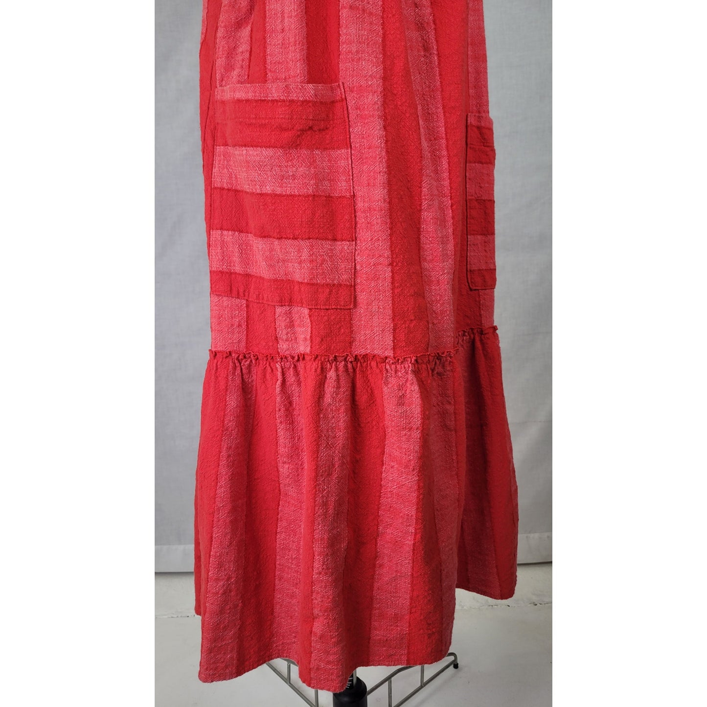 Anthropologie Maeve Tonal Striped Sleeveless Midi Dress Red Palette Sz M