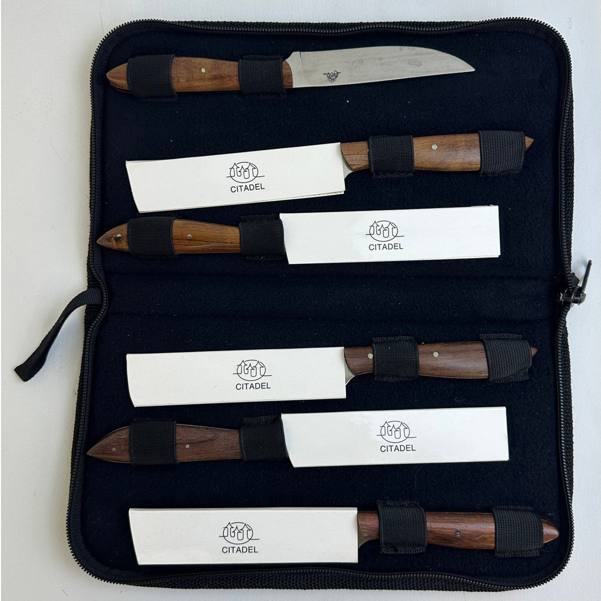 Citadel Handcrafted 6-Piece Steak Knife Set with Zippered Travel Case