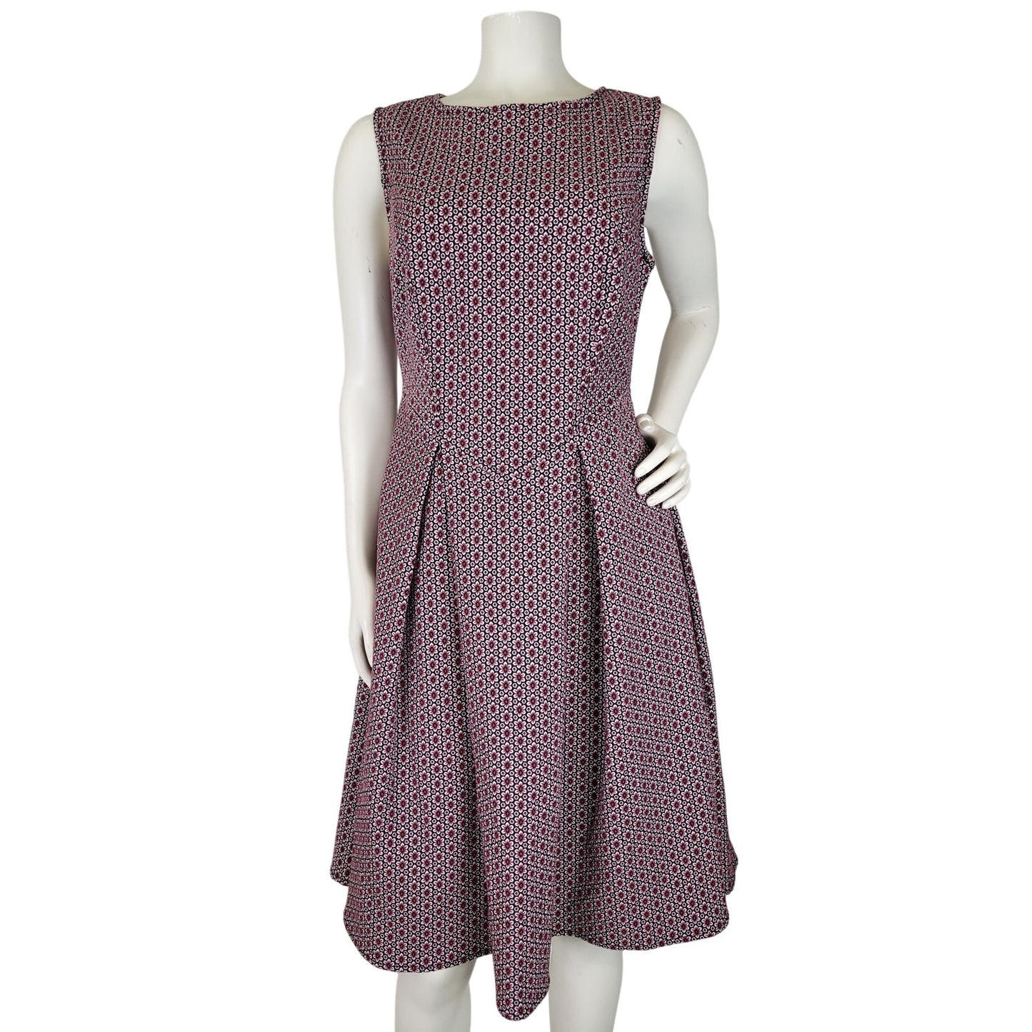 Max Studio A-Line Jacquard Design Summer Dress in Black & Mauve Sz M NWT