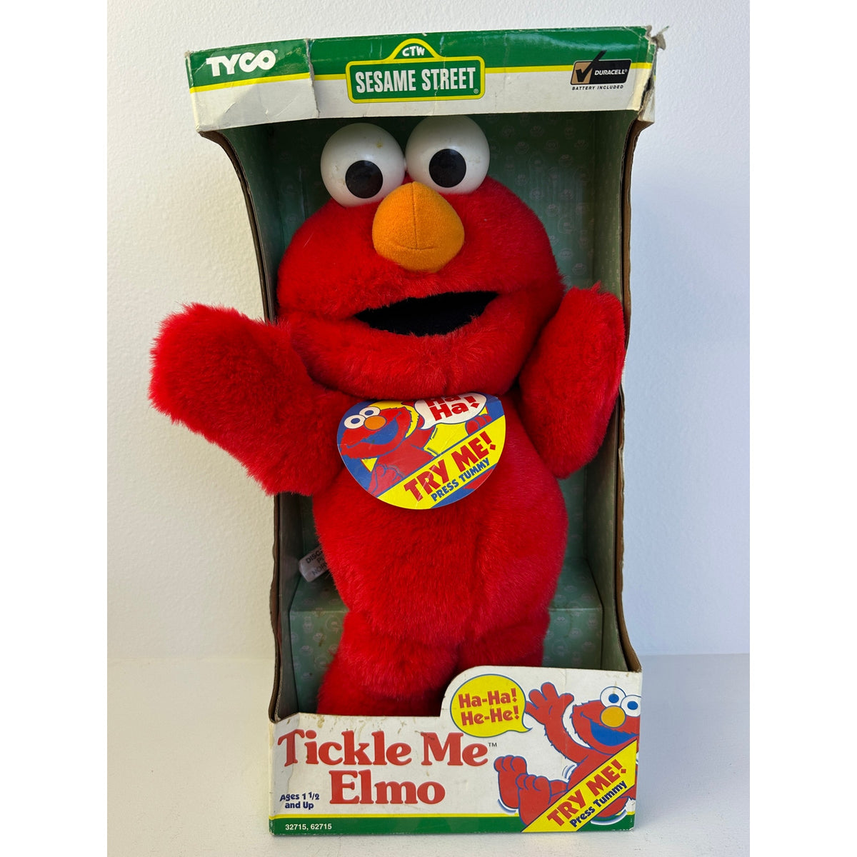 Vintage 1996 Tyco Tickle Me Elmo Plush Toy (Model 62715) in Original Box