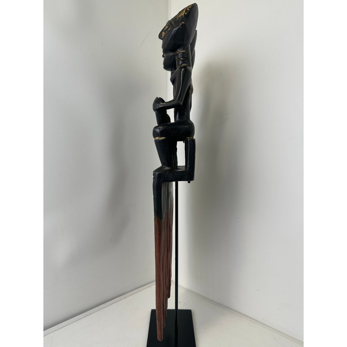 Hand-Carved Wood Triple Ashanti Prestige Comb on Stand