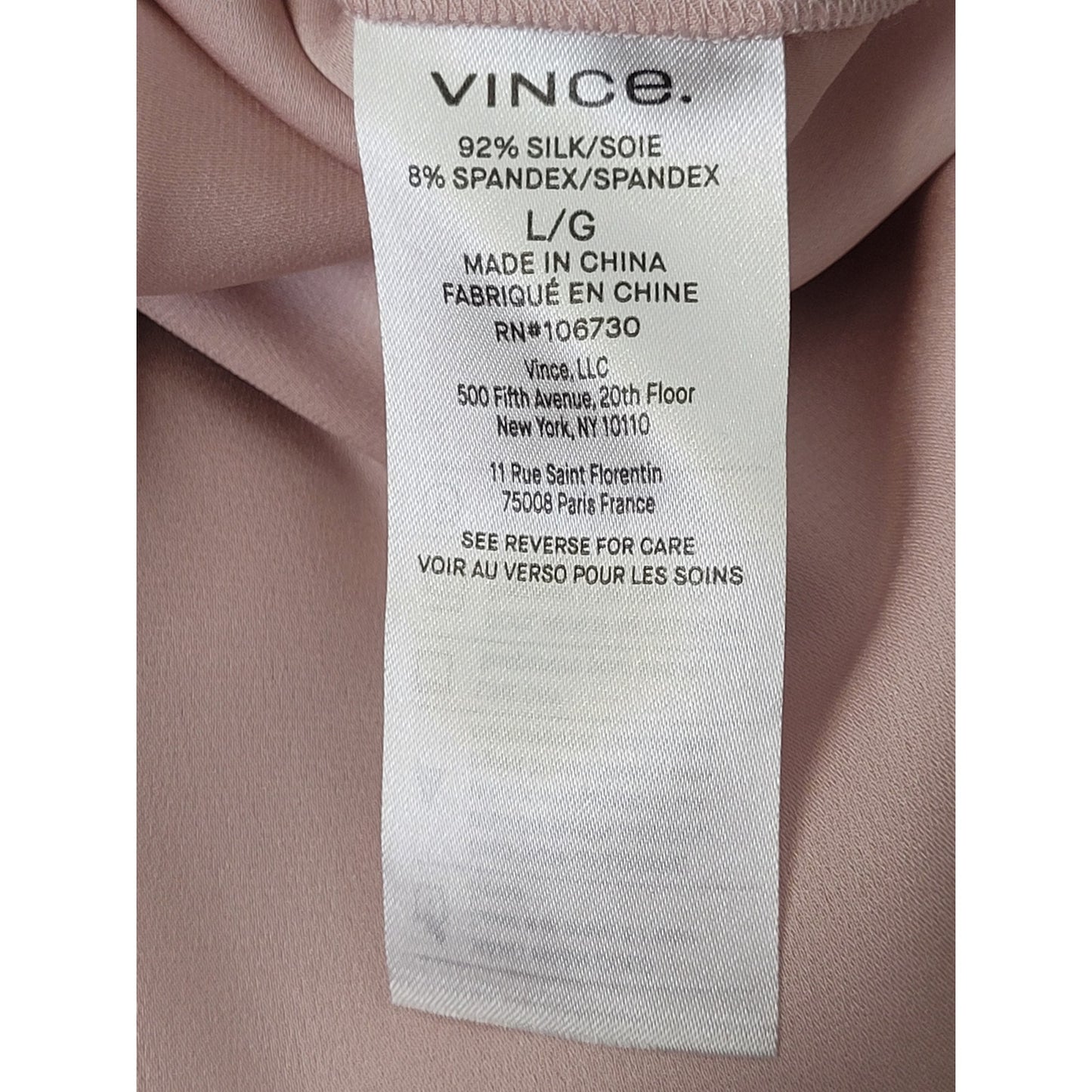 VINCE Soft Pink Silk Collared Blouse Women's Sz L MSRP: $395 NWT