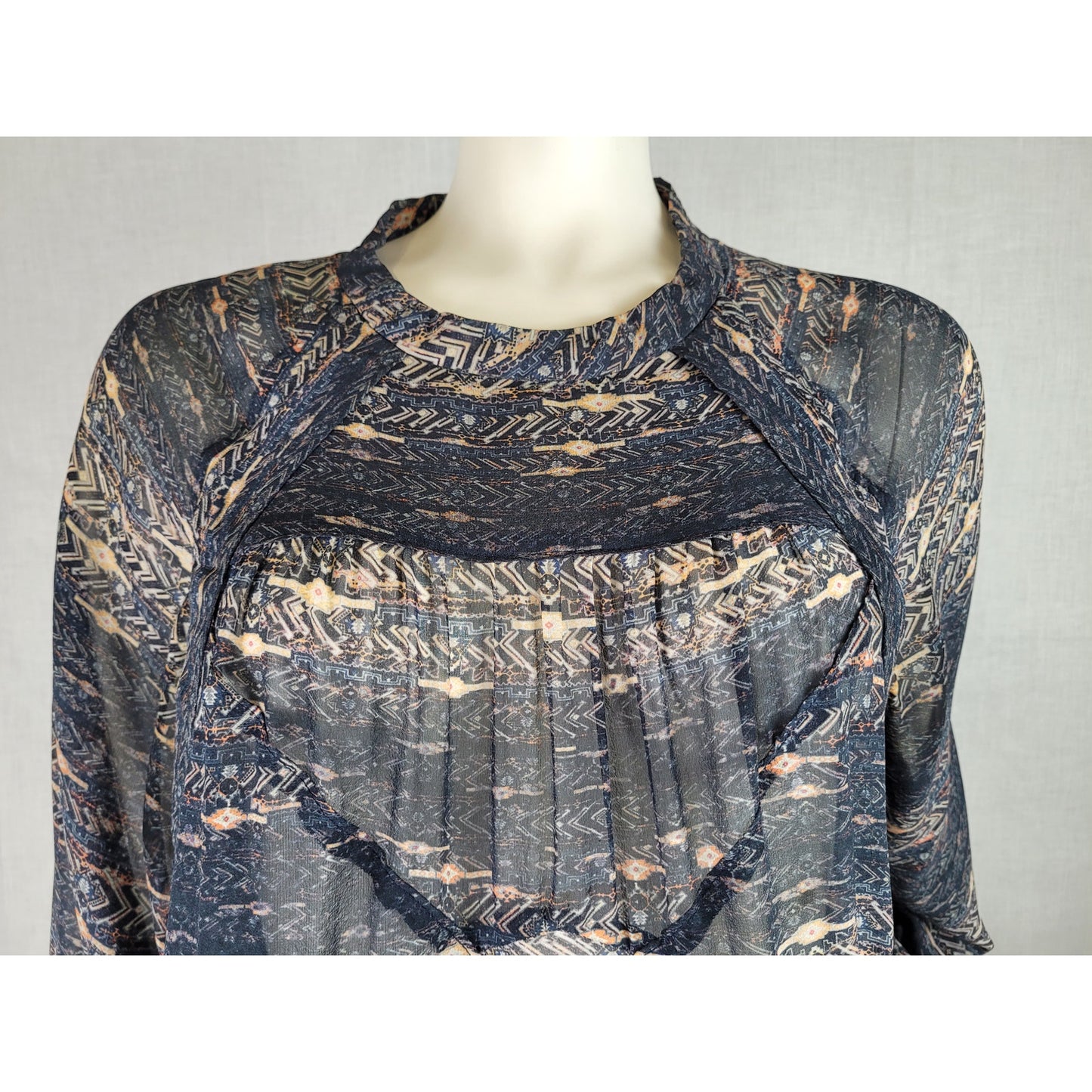 Isabel Marant Newton Printed Top Semi Sheer Blousy Printed 100% Silk Sz 36 (S)