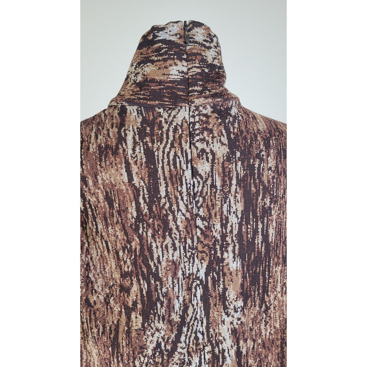 Rosetta Getty Woodgrain Turtleneck Shift Dress Brown Sz L NWT MSRP: $890
