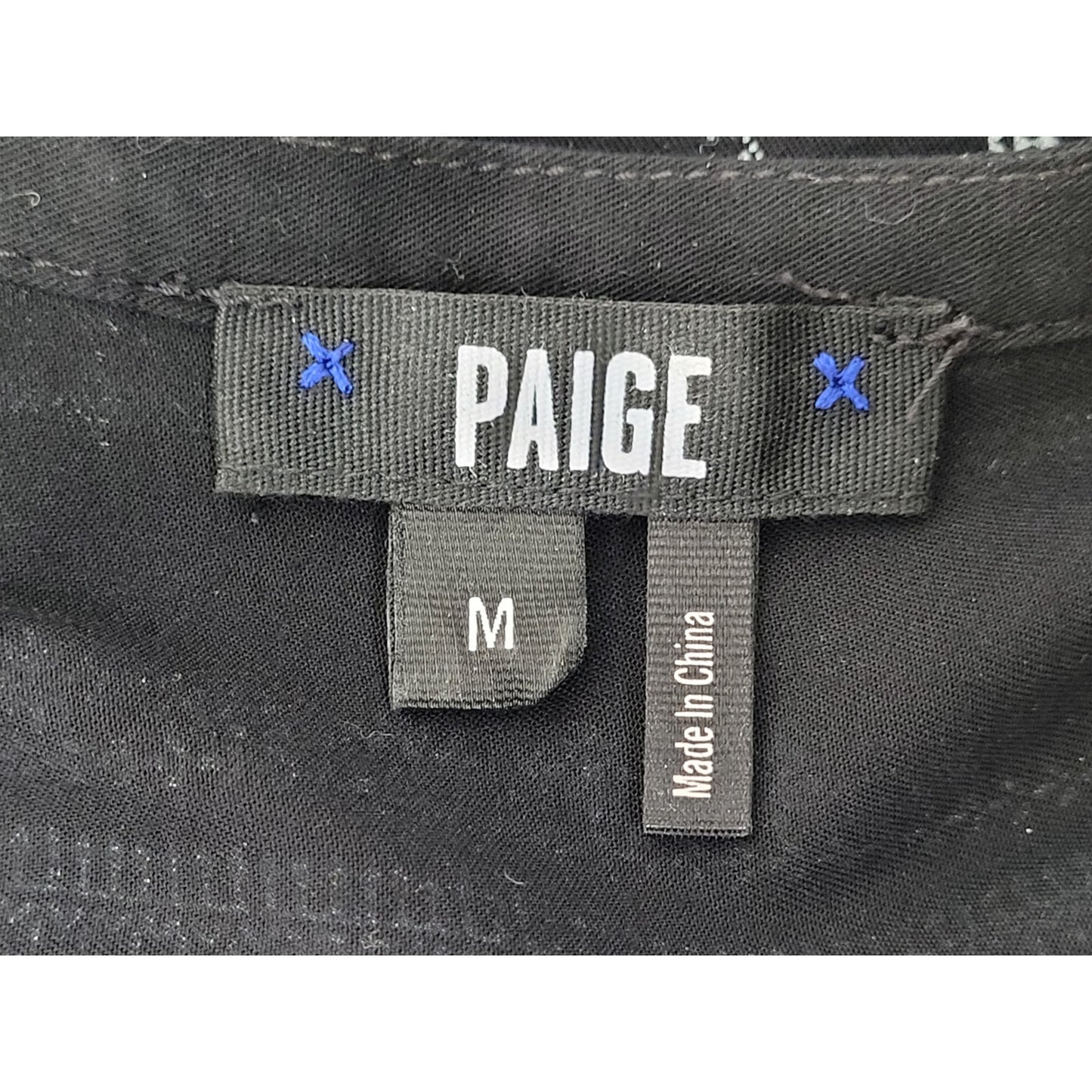 Paige Rockabilly Hobo Mini Dress Lace-up Neckline Black & Blue Women's Sz M