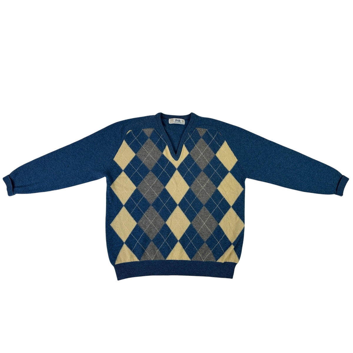 Vintage Pringle of Scotland 100% Lambswool Argyle V-Neck Sweater Men's Sz XL