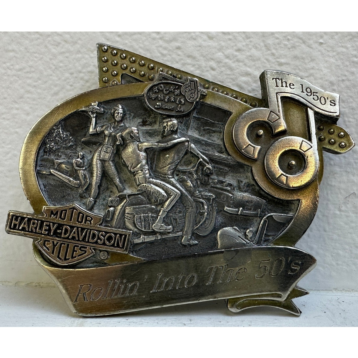 VTG 1998 Harley-Davidson Rollin' Into The 50's Limited Edition Fine Pewter Belt Buckle
