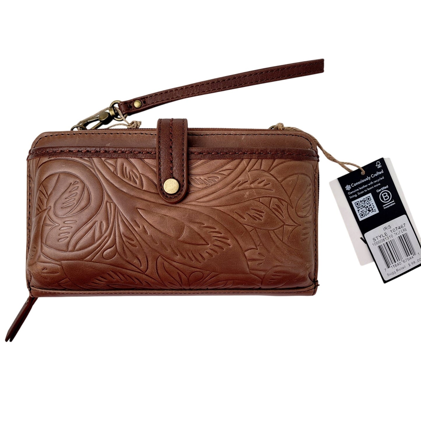 The Sak Iris Leather Crossbody Wristlet Smartphone Wallet NWT Retail $99