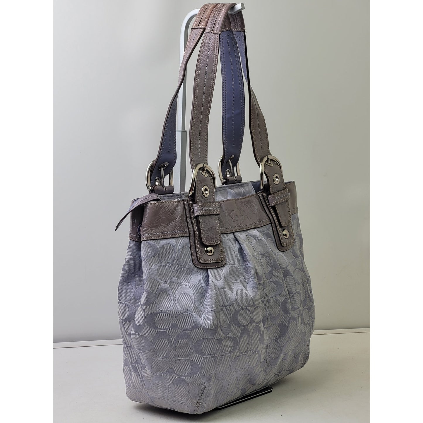 Y2K Lavender Coach Soho Pleated Signature C Canvas Shoulder Bag