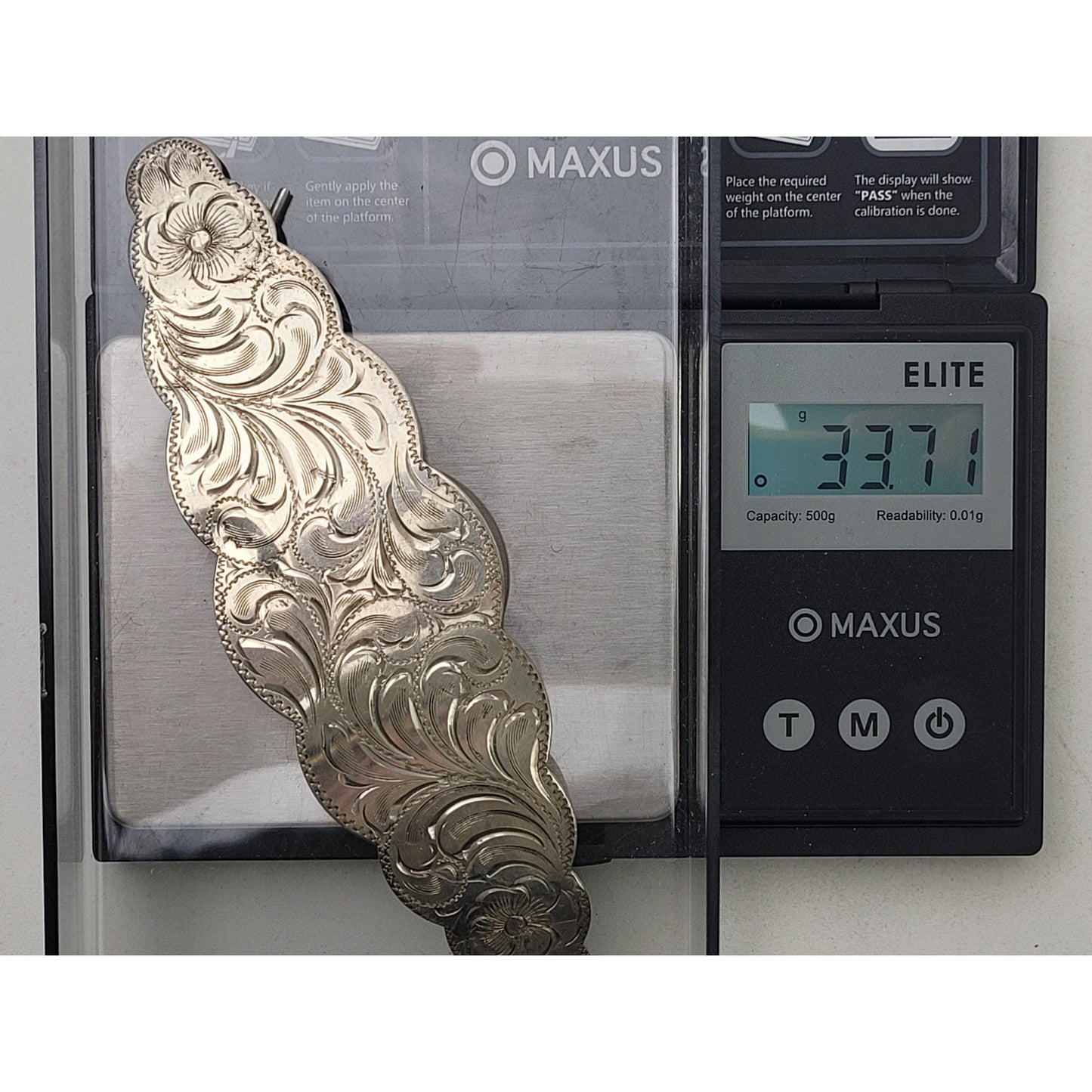 Vintage Diablo Sterling Silver Southwest Floral Tooled 5" Hair Barrette