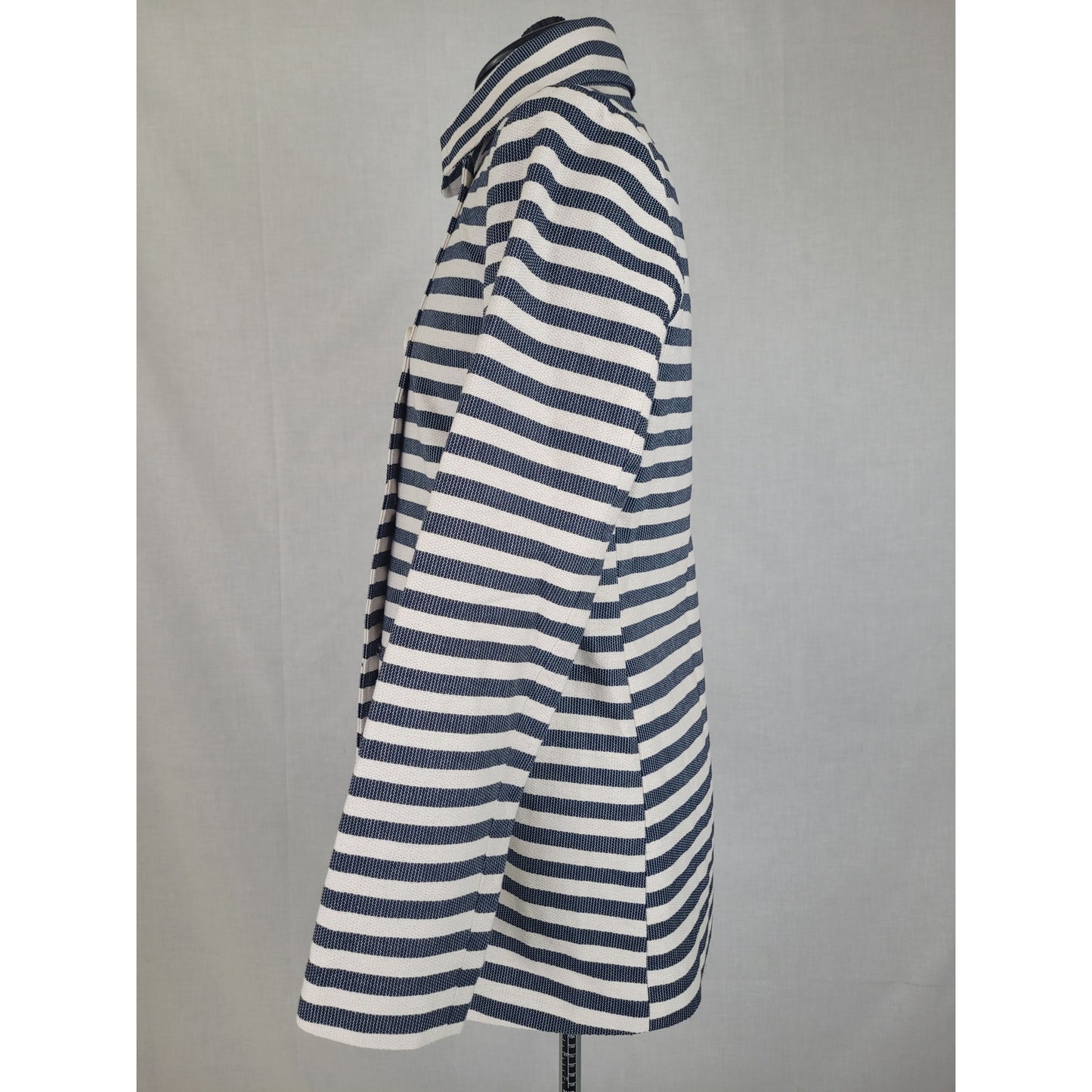 Desigual Mencia Blue & White Striped Double Breasted Blazer Floral Print Sz 38