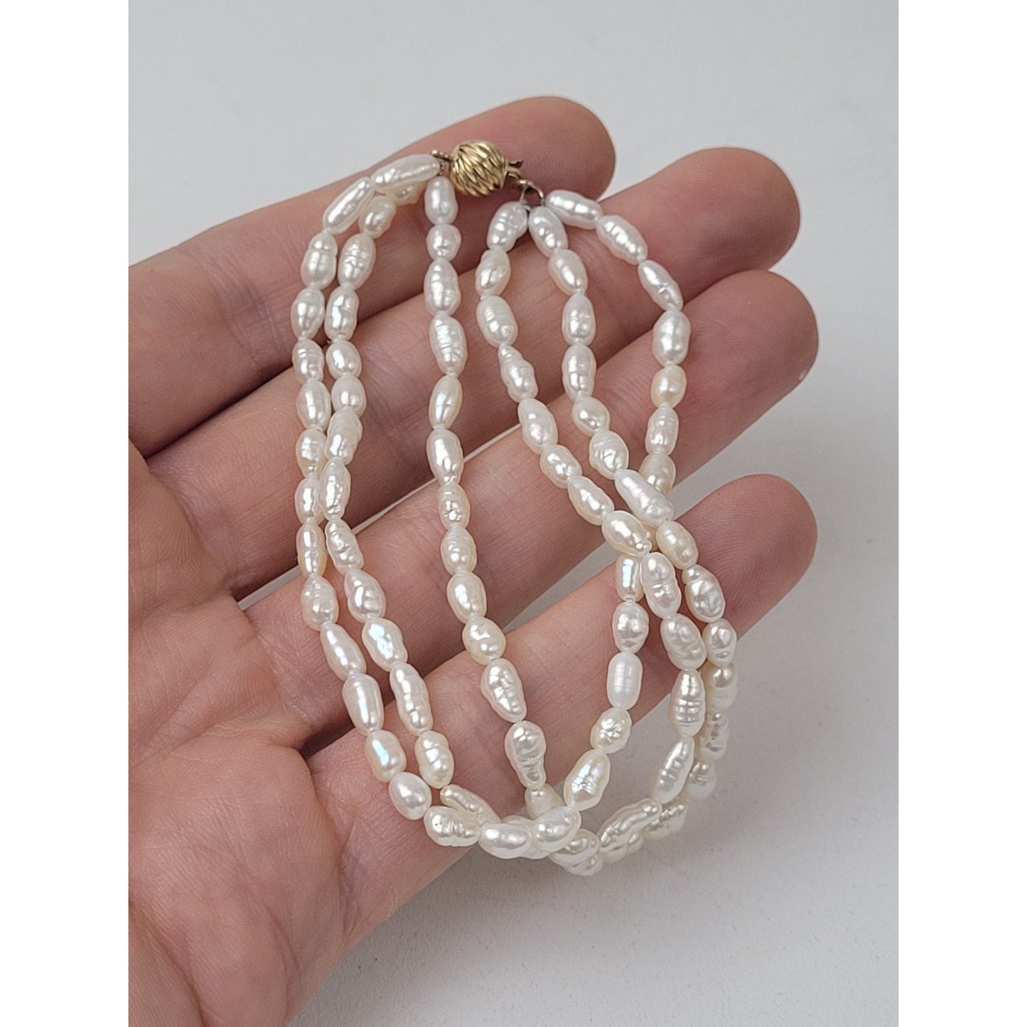 Freshwater Pearl Bracelet w 14K Yellow Gold Clasp 9.63 g