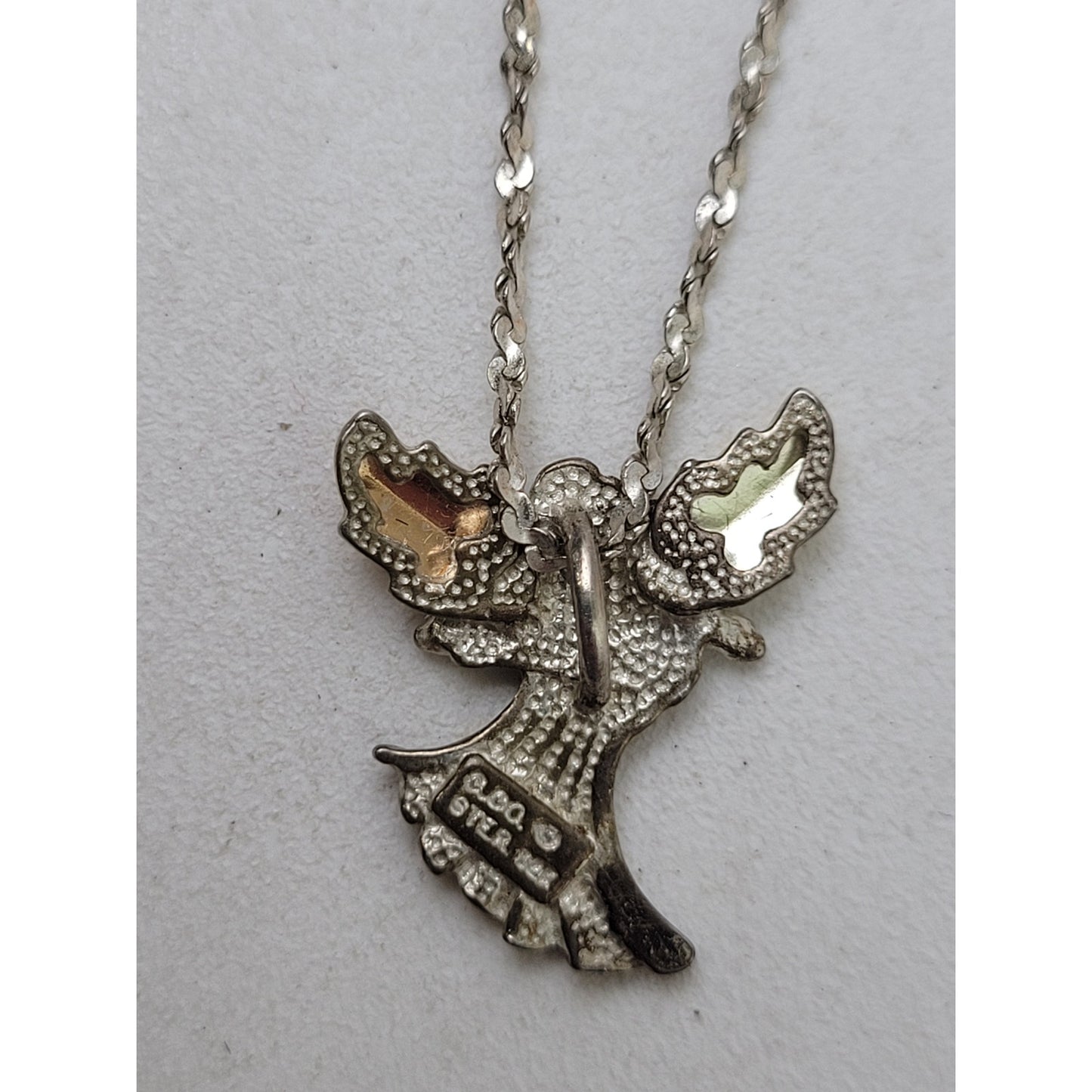 12K Black Hills Gold & Sterling Silver Angel Pendant Necklace and Matching Studs