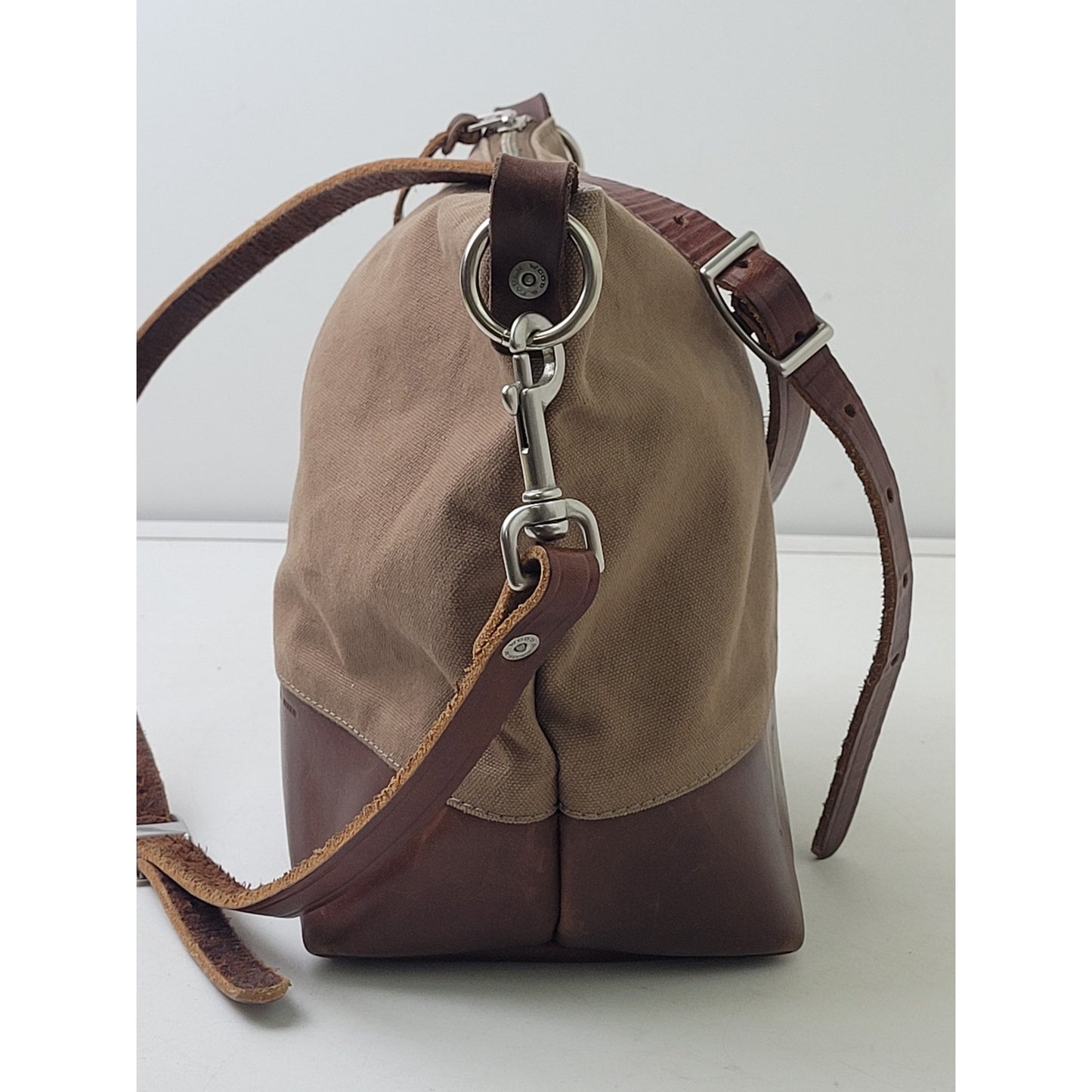 Wood & Faulk Shoulder Bag Brown Canvas Brown Leather | Made in USA