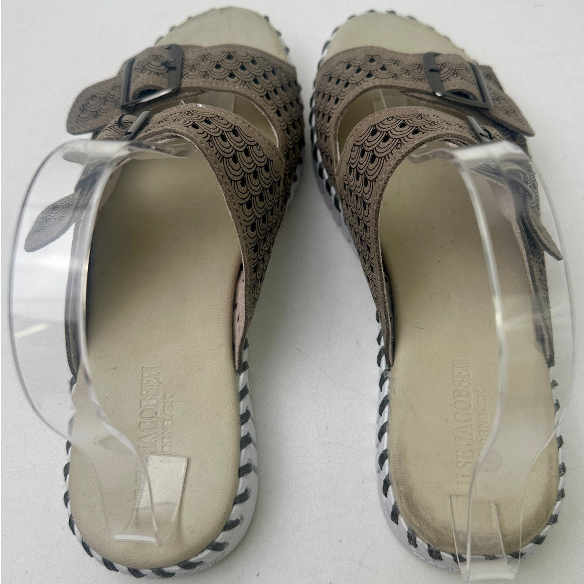 Ilse Jacobsen Tulip 1176 Falcon / Tan Double Buckle Slide Sandals Women's Sz 39 EUC