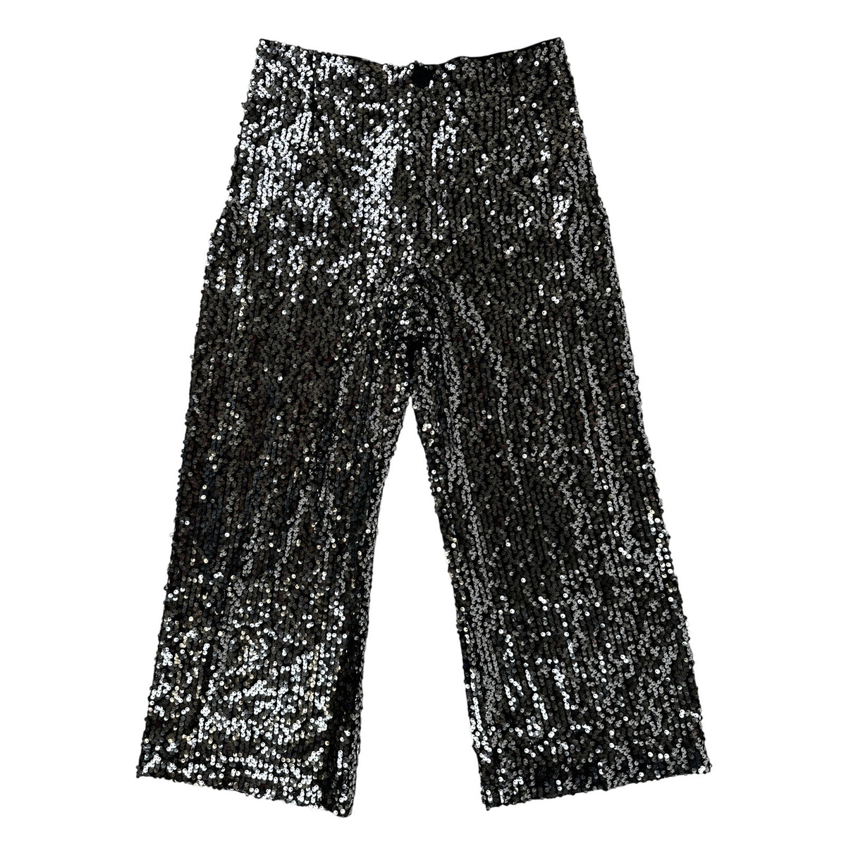 Maeve The Colette Sequin Cropped Wide Leg Silver Pants Women's Sz 28 NWT