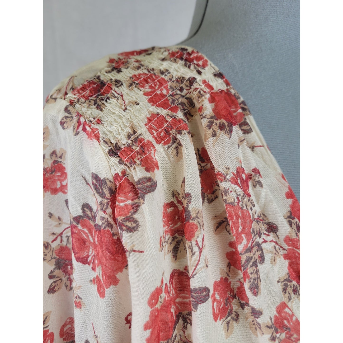 Free People Keep You Mini Dress Red Floral Print Plunging V-neckline Sz L NWT