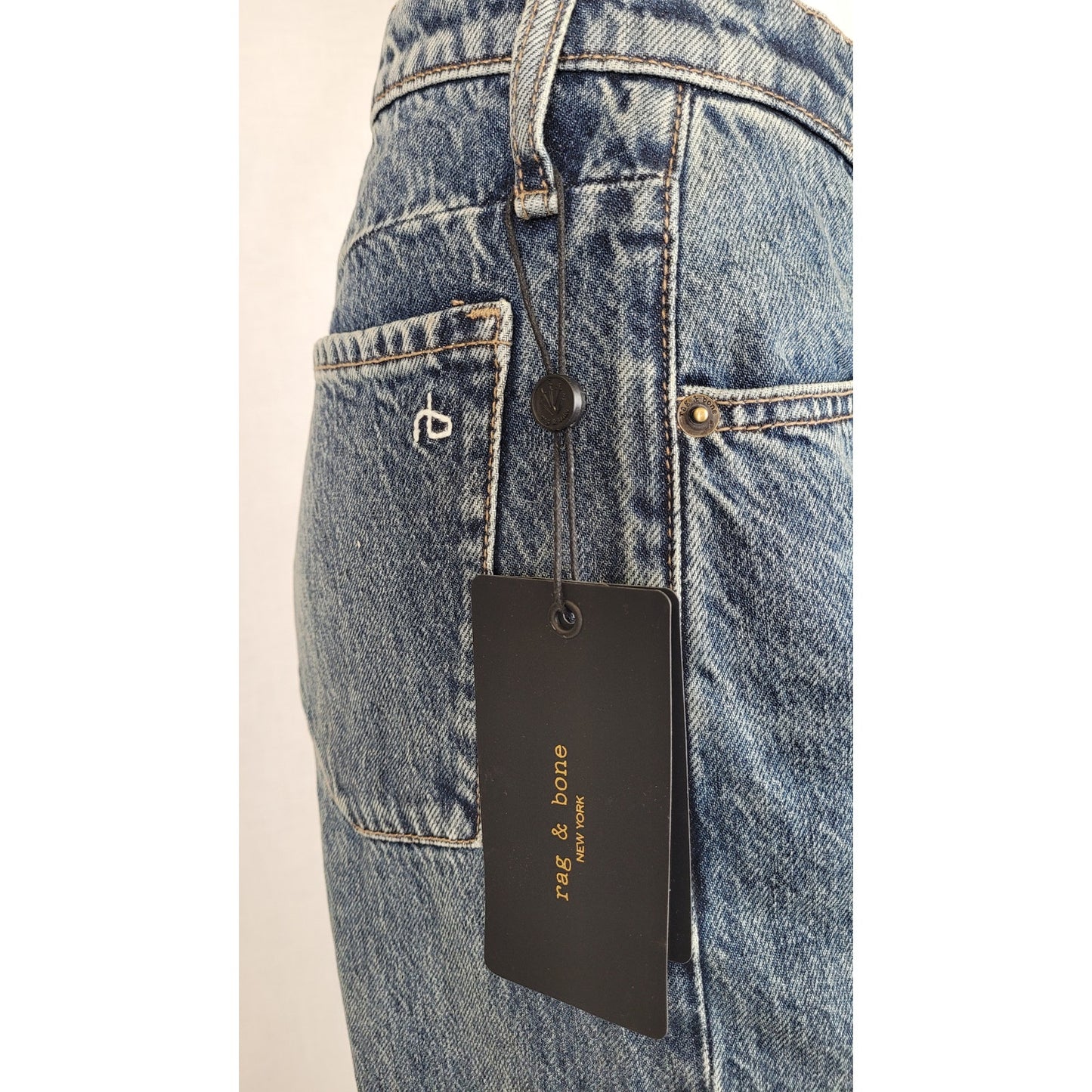 Rag & Bone Pheobe Drawstring Wide Leg Jeans Medium Wash Women's Sz XS