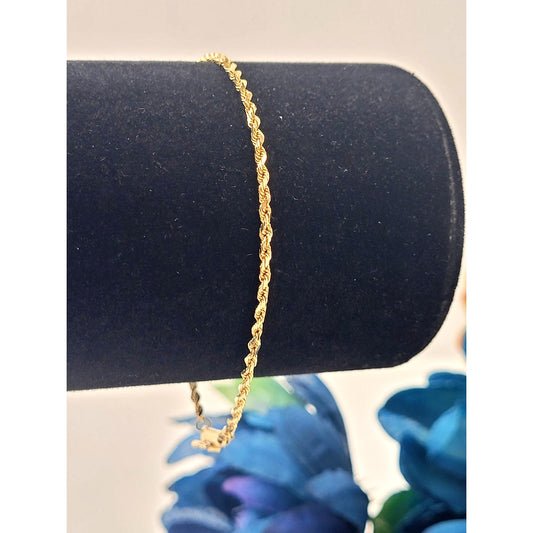14K Yellow Gold 7" Rope Chain Bracelet 2 Grams
