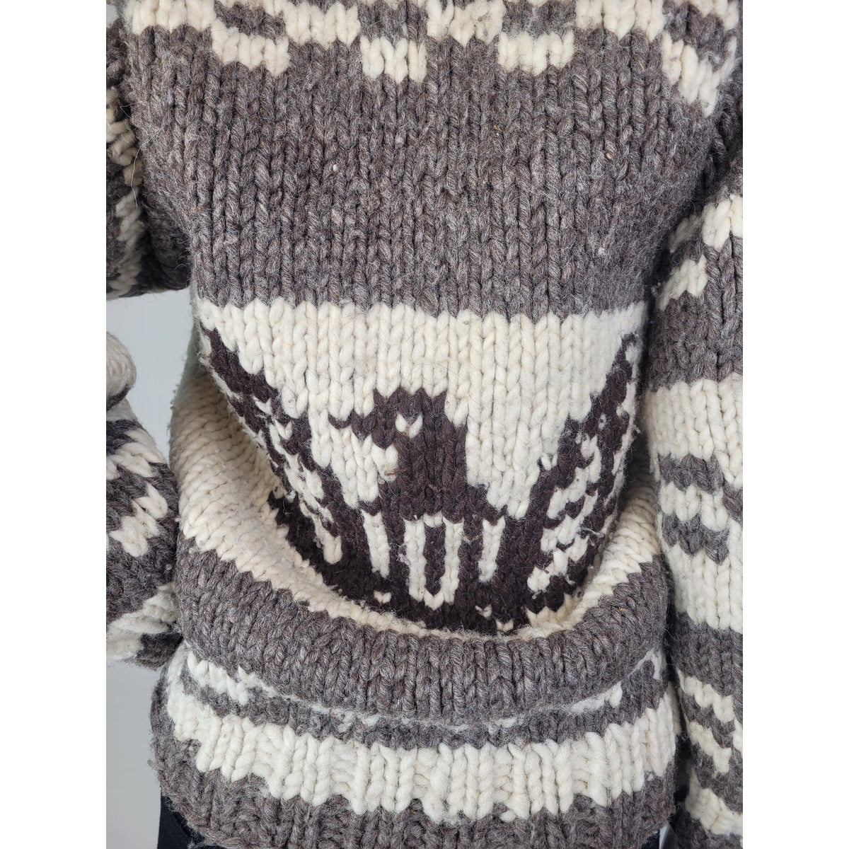 Vintage Heavy-Knit Wool Cowichan Style Zip-Up Sweater w Matching Toque Sz XS
