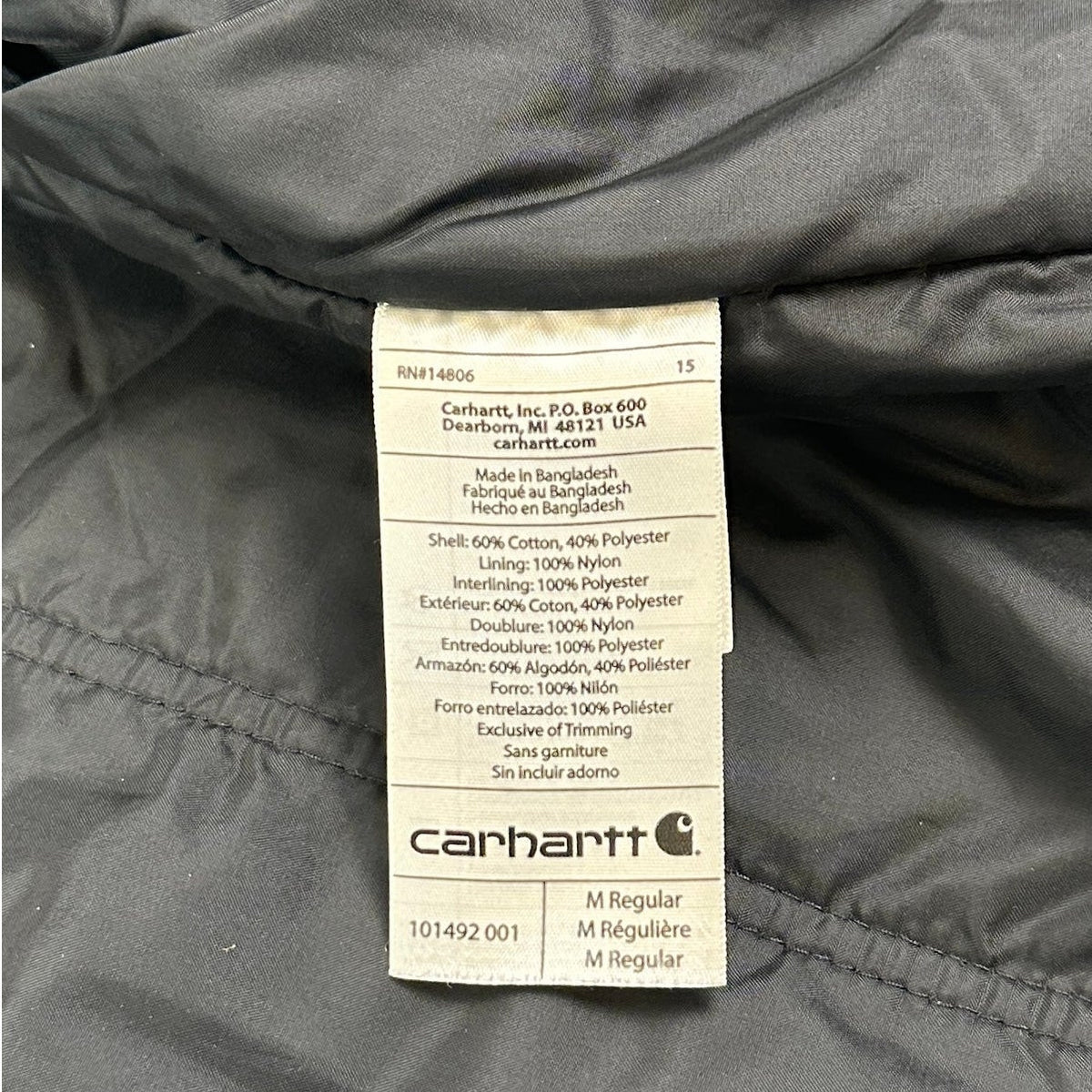 Carhartt Black Quick Duck Jefferson Traditional Jacket 101492 Men's Sz M