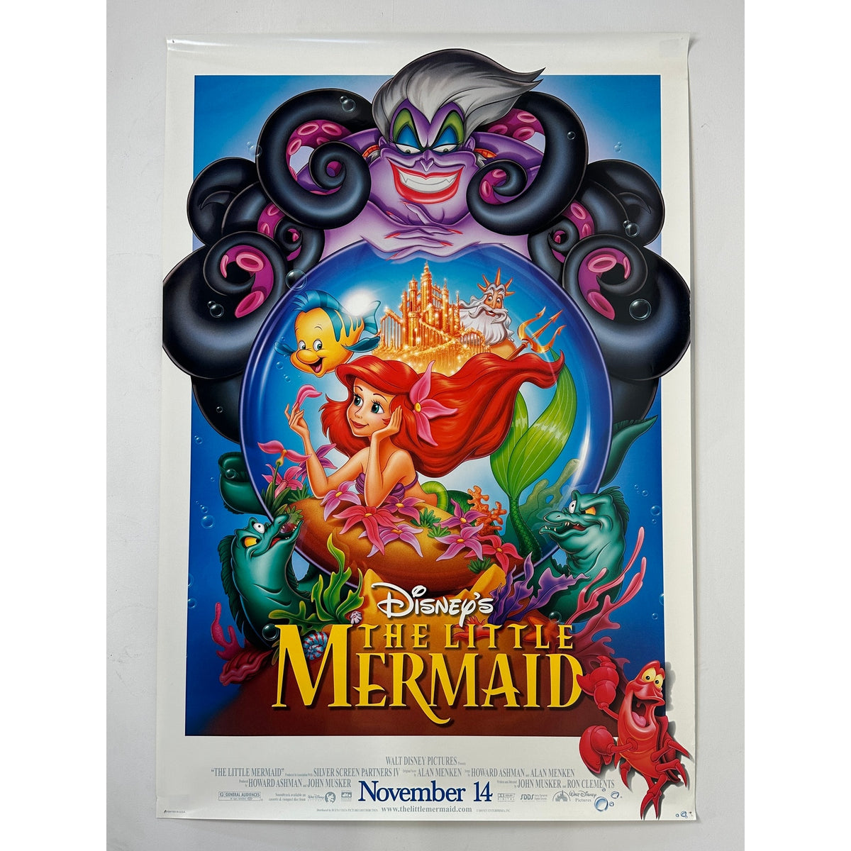 Original 1997 The Little Mermaid Double-Sided Movie Poster 27x40 DS Rolled