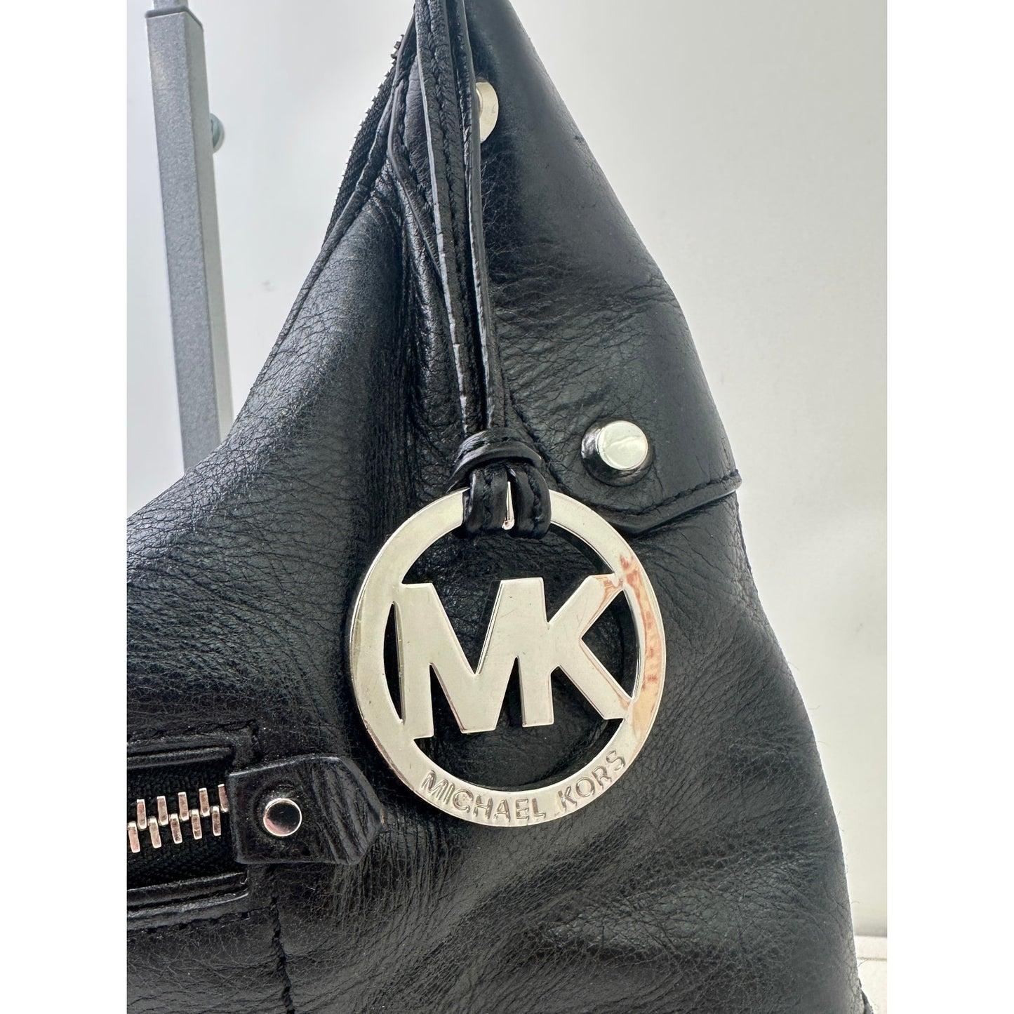 Michael Kors Fallon Black Leather Hobo Shoulder Bag