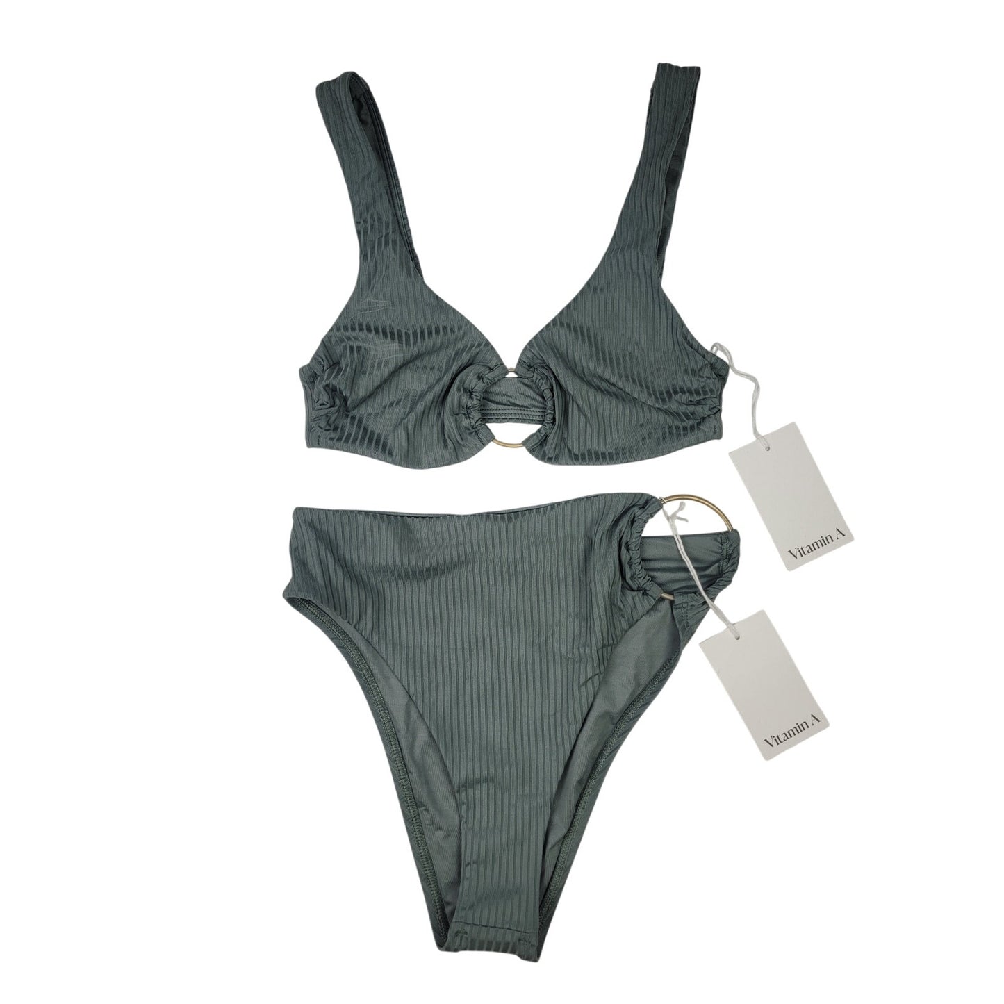 Vitamin A High Cut Bikini 2-Piece Green Swim Suit Sz S NWT MSRP: $210