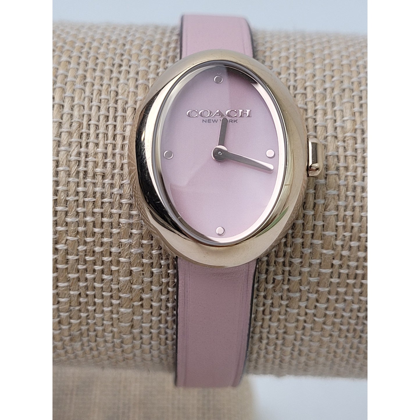 COACH Women's Blush Gold-Tone Sammy Leather Watch 22.5mm | Working