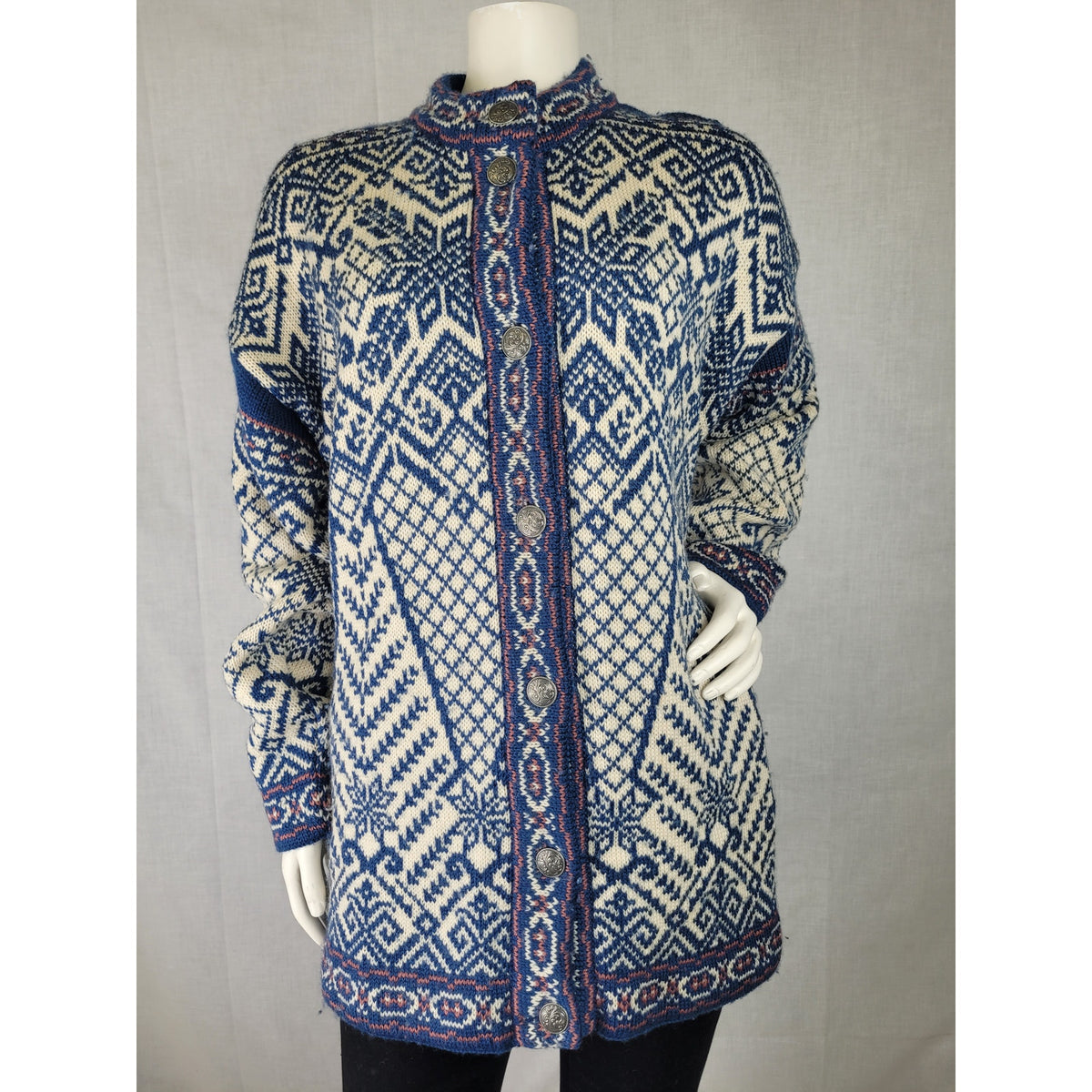 Vintage Norlender Knitwear 100% Wool Nordic Cardigan Sweater Women's Sz M