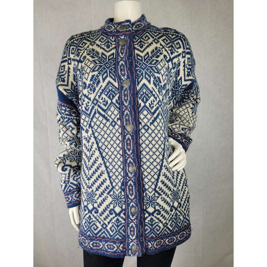 Vintage Norlender Knitwear 100% Wool Nordic Cardigan Sweater Women's Sz M