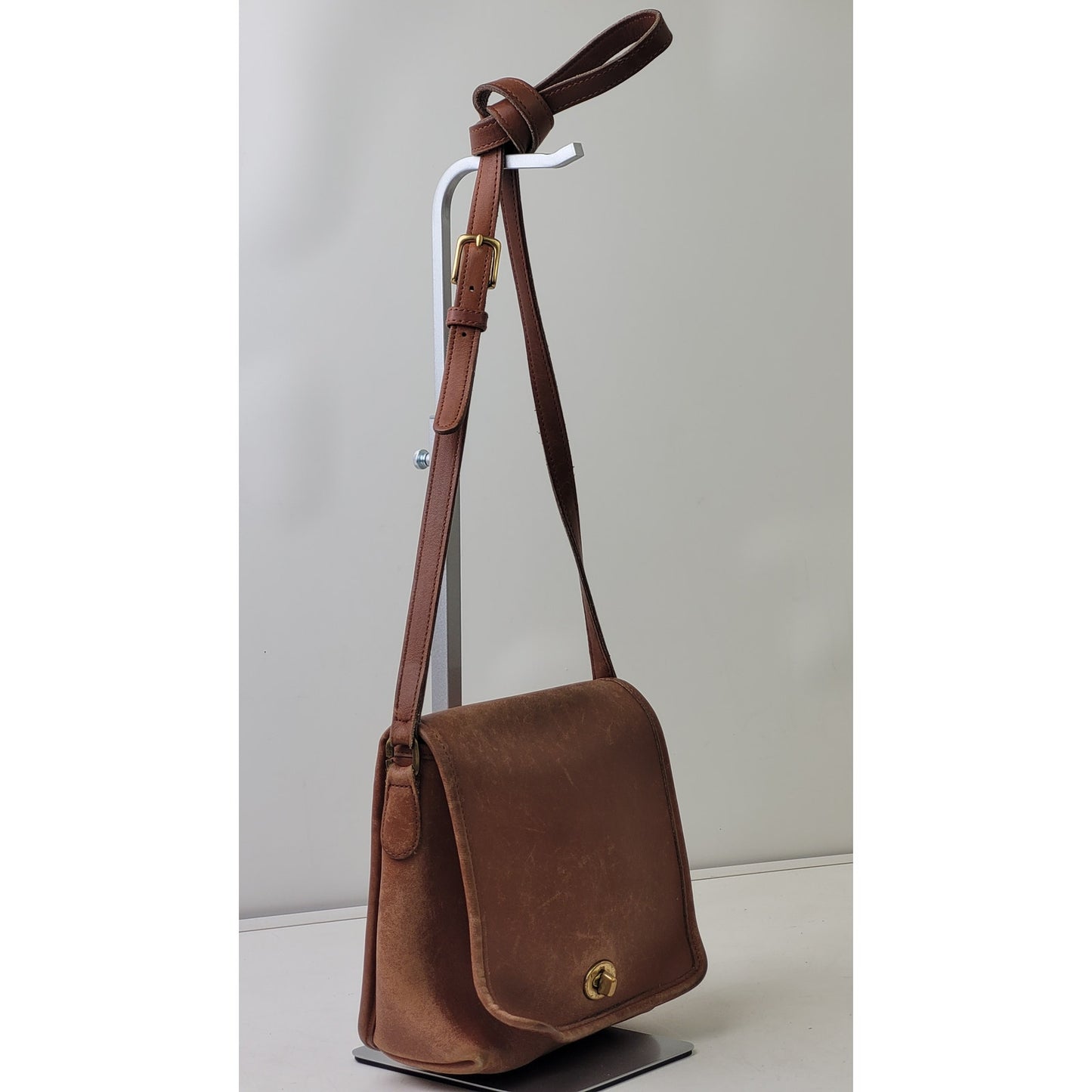 Vintage 90s Coach Companion Flap Crossbody Bag Brown Leather Made in USA