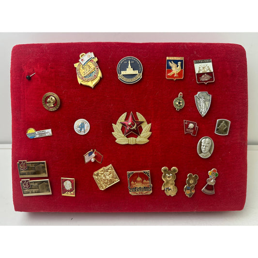 Vintage Collection of 22 Soviet USSR & International Lapel Pins