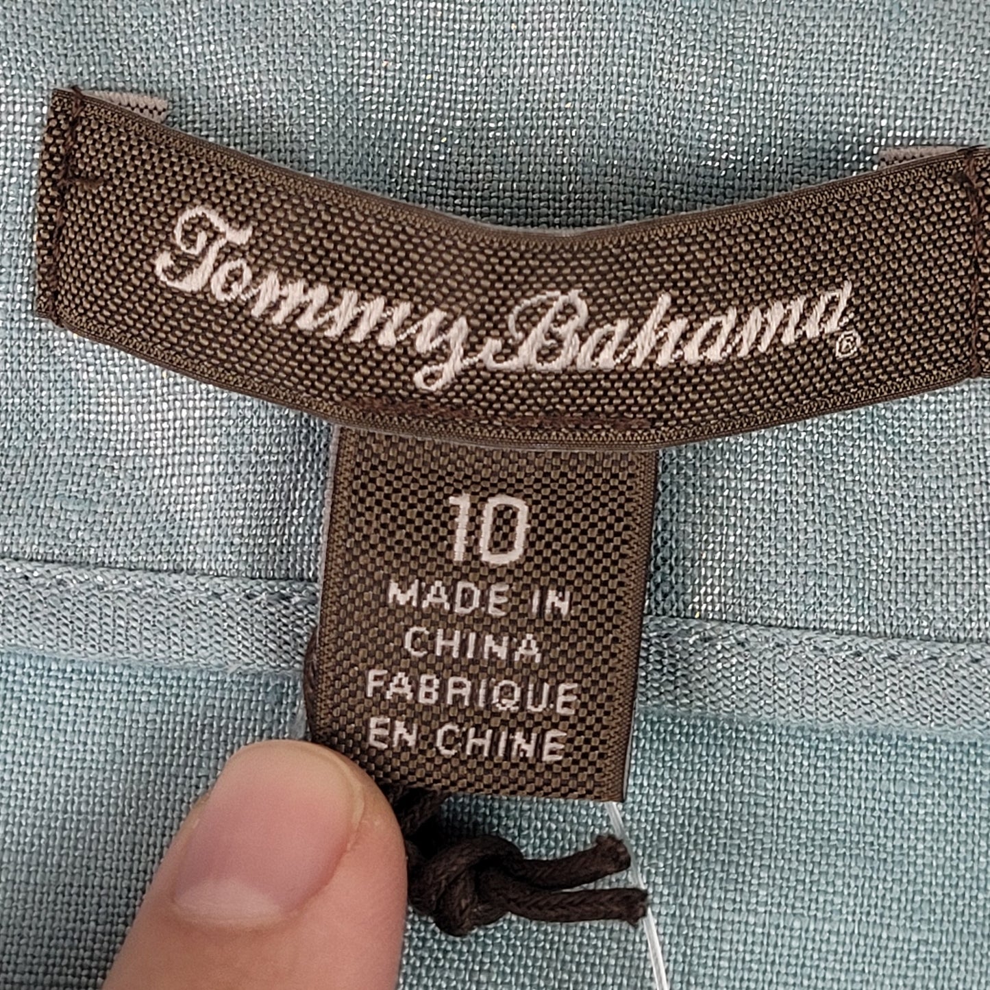Tommy Bahama 100% Linen Shimmery Blue Mini Skirt w Ruffled Hem Detail Sz 10
