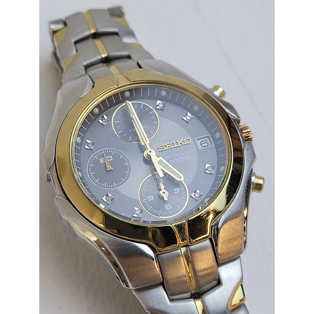 Seiko Ladies' Coutura Alarm Chronograph Two-Tone Gold Silver Watch 7T92-DKND