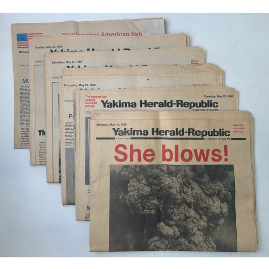 Vintage Mount St. Helens Eruption 1980 Yakima Herald-Republic Newspaper Lot