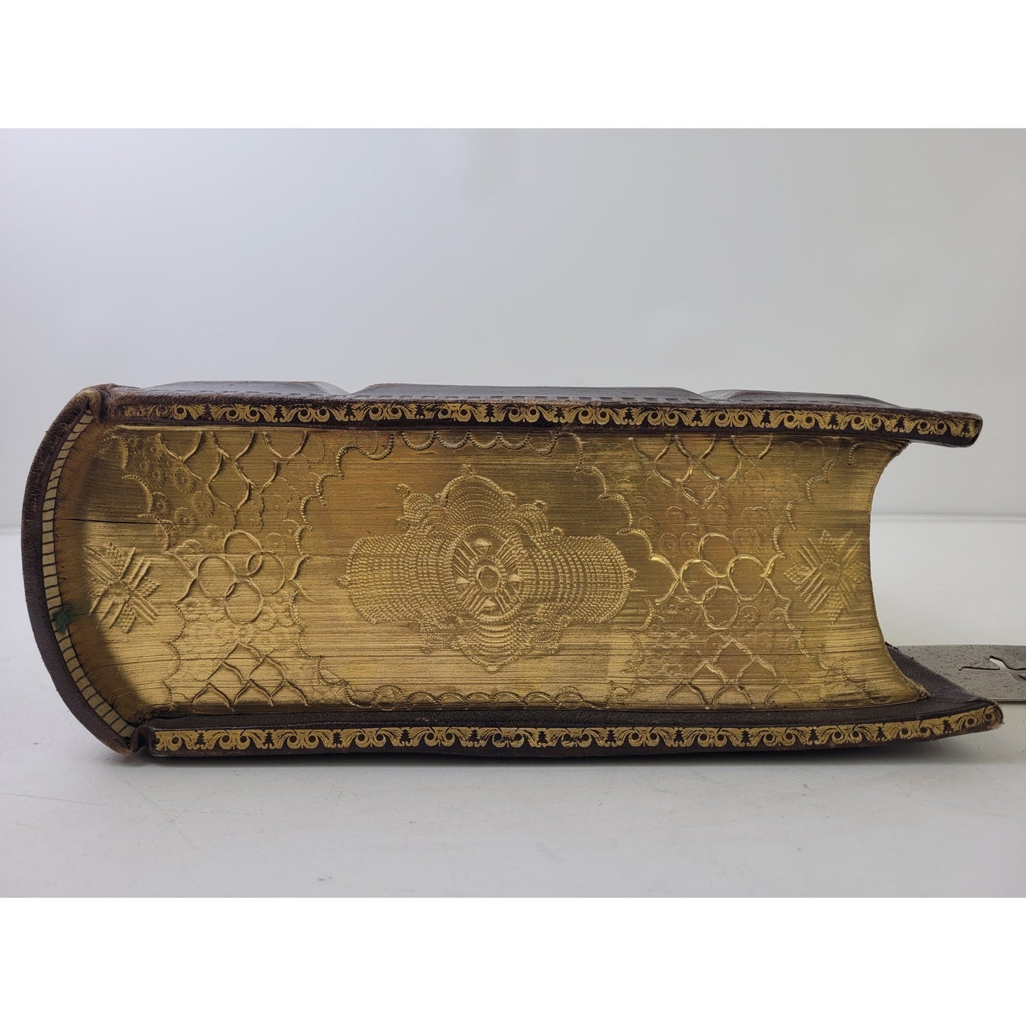Antique Late 19th Century Catholic Family Bible Leather Binding Gold Accents