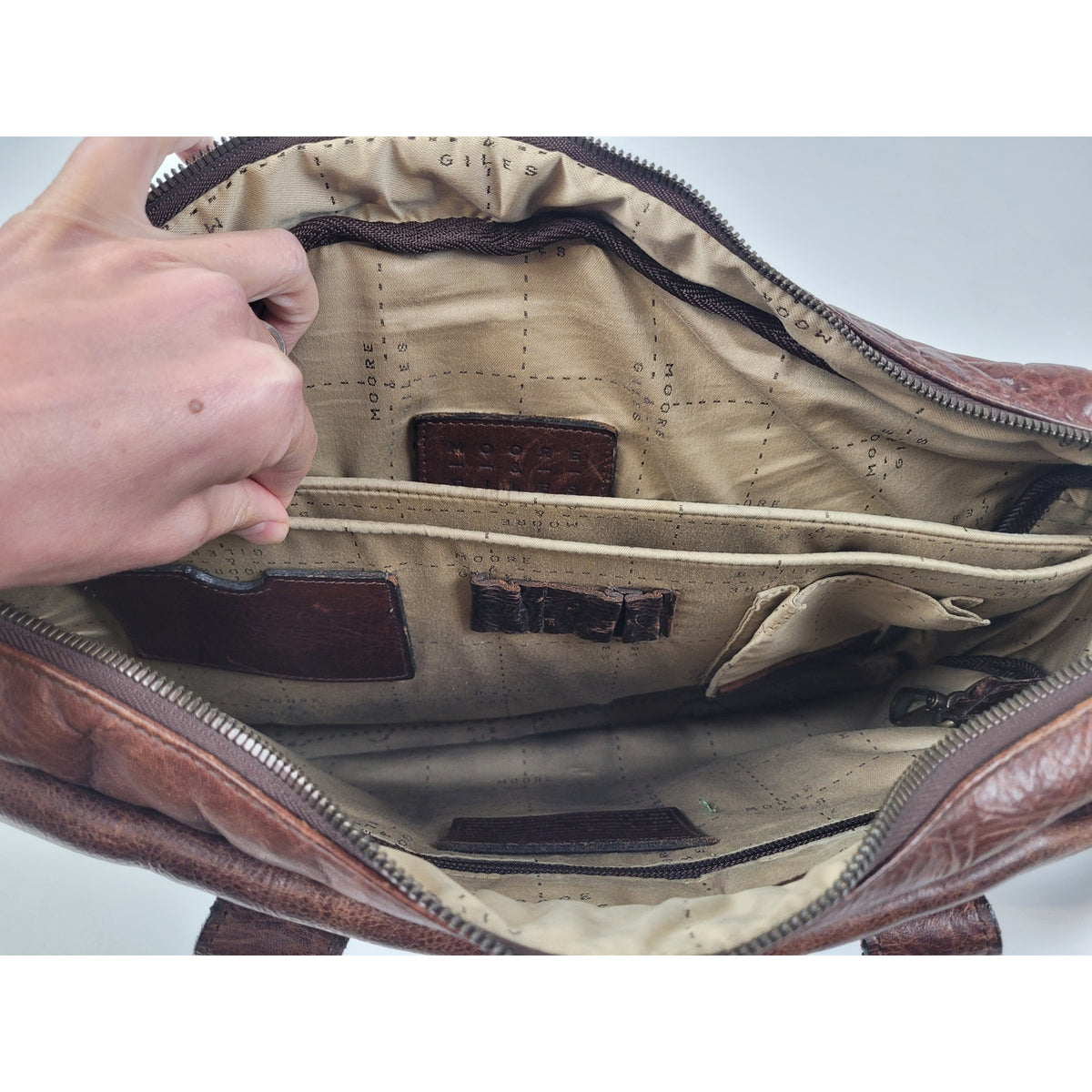Moore & Giles Dillard Commuter Bag in Mad Dog Leather MSRP: $875